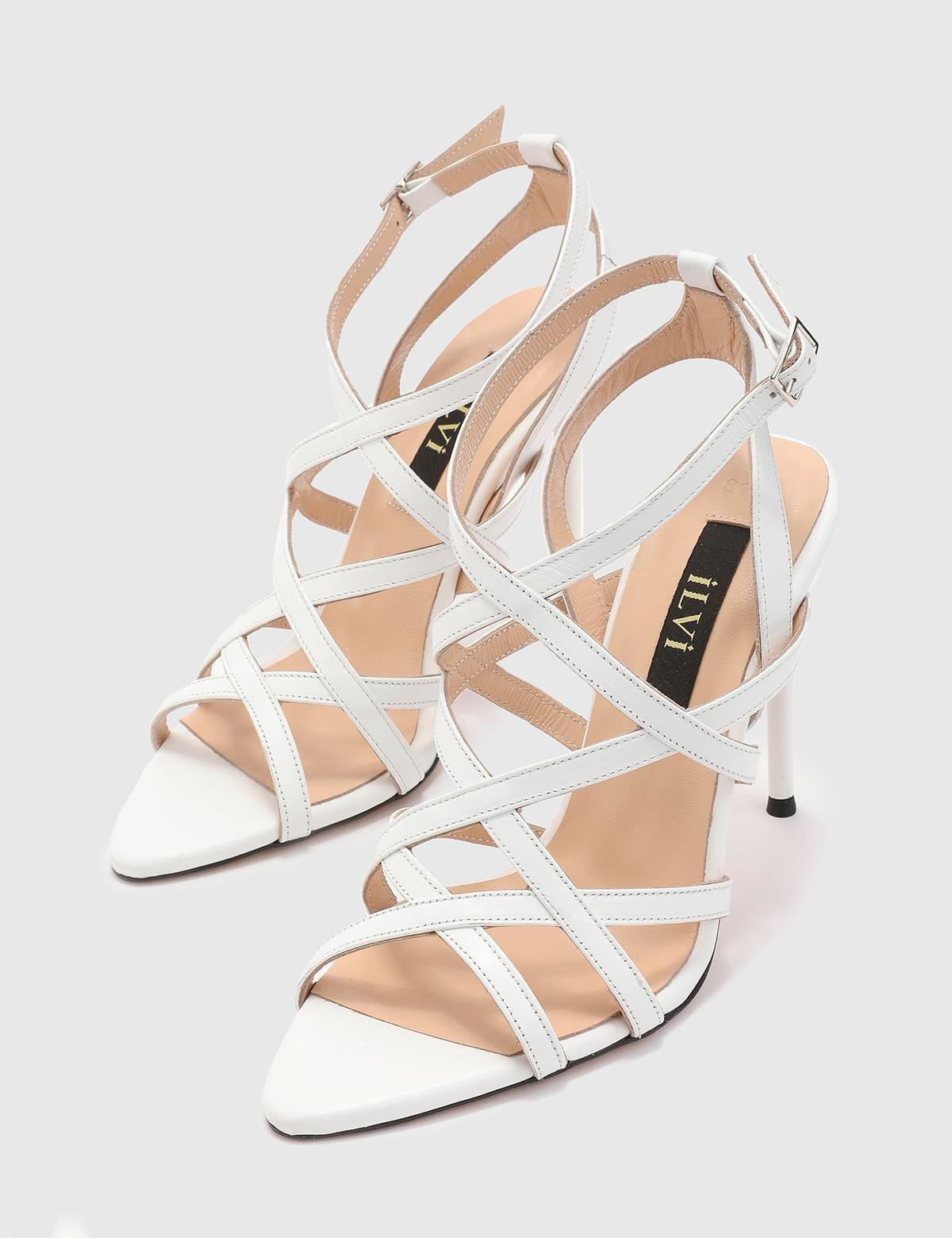 Vilma Cream Leather Women's Heeled Sandal