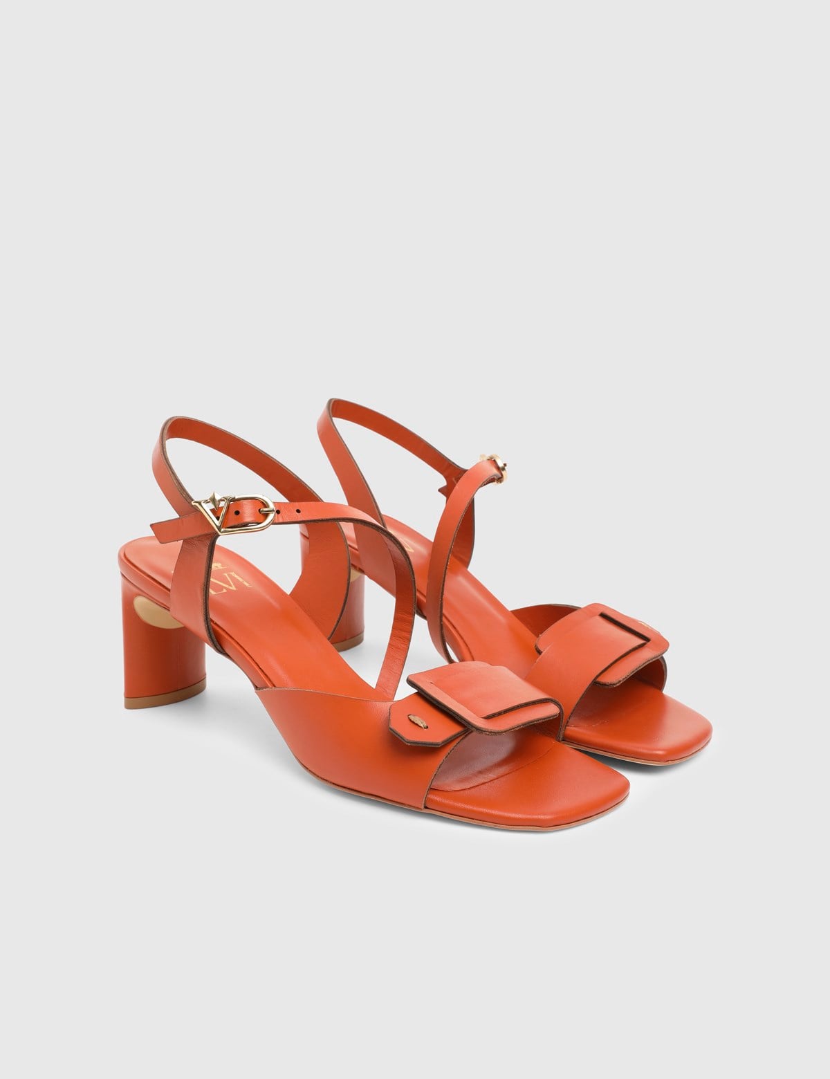 Vince Orange Leather Women's Heeled Sandal