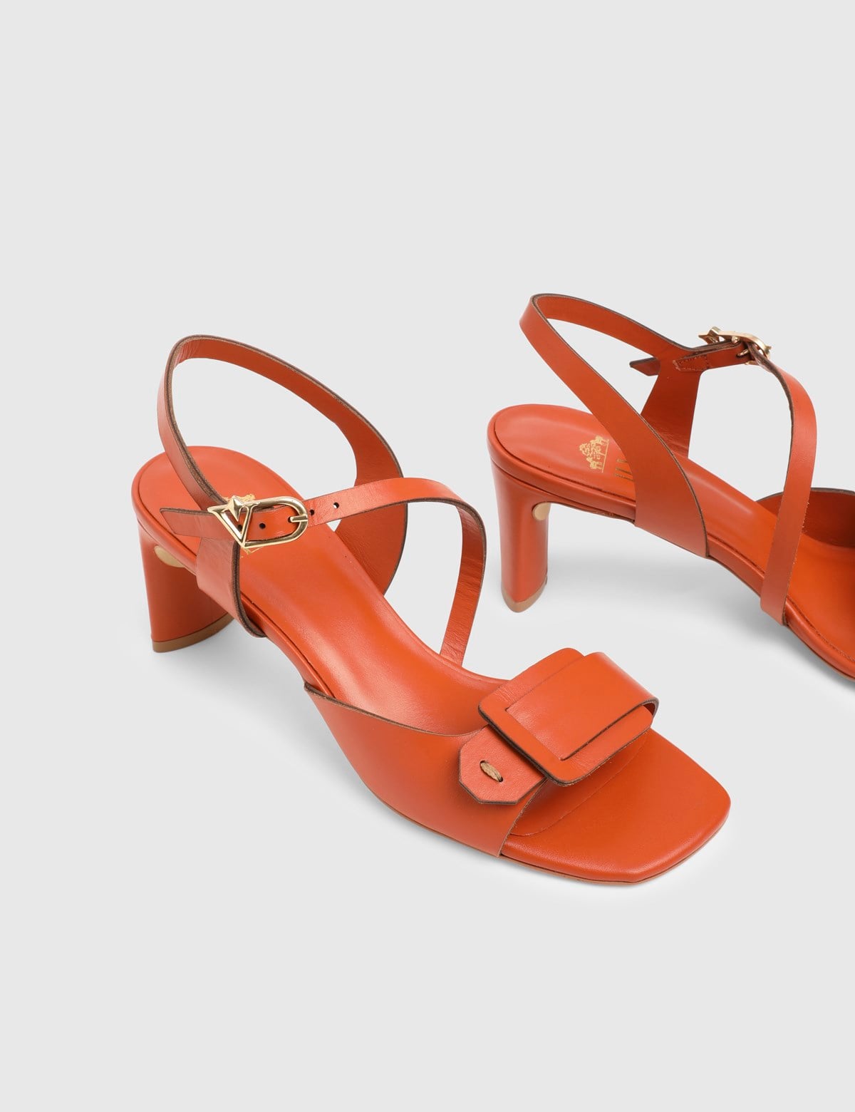 Vince Orange Leather Women's Heeled Sandal