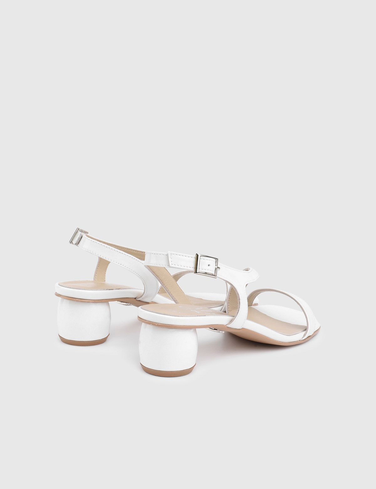 Vinelle White Patent Leather Women's Heeled Sandal