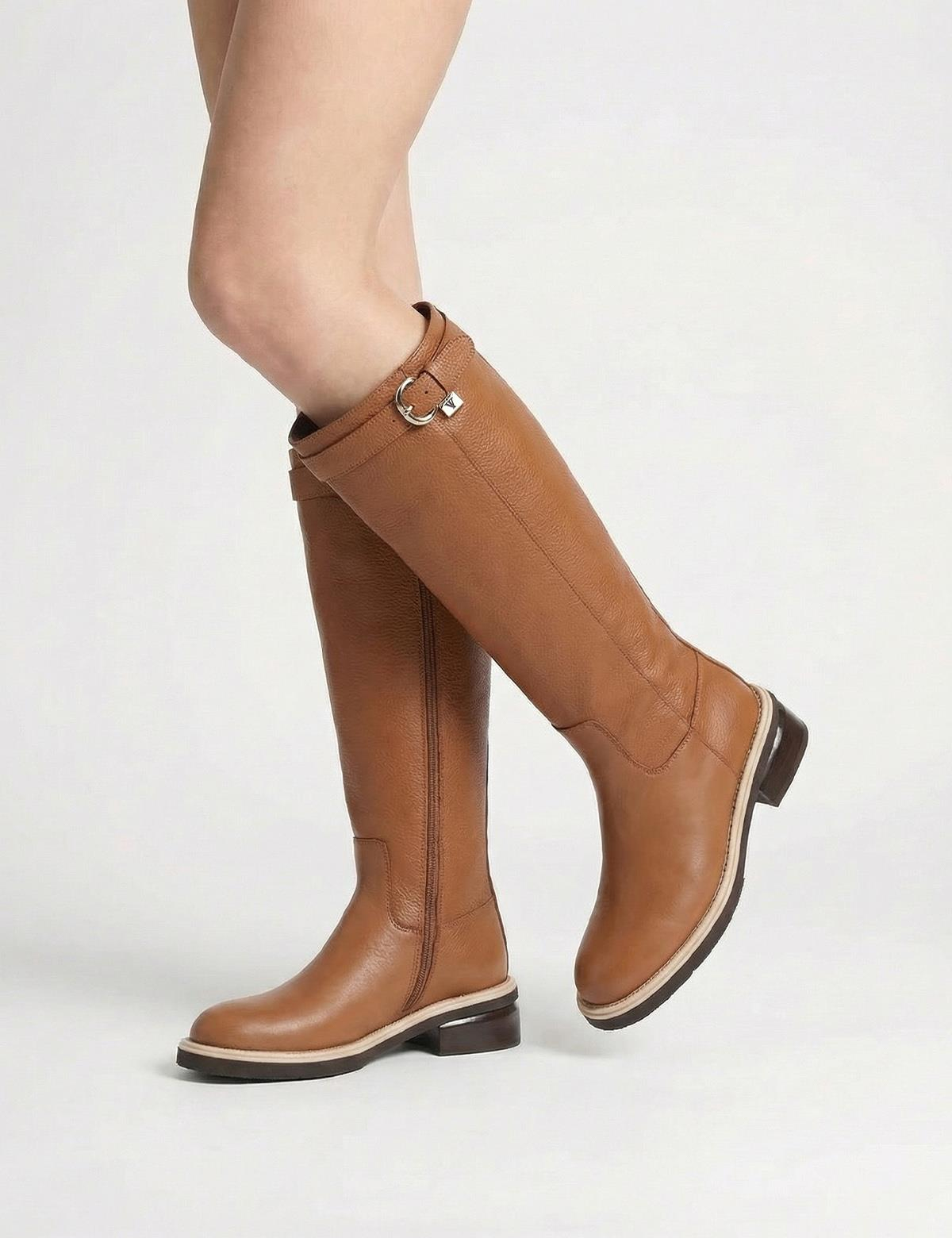 Vona Saddle Brown Floater Leather Women's High Boot