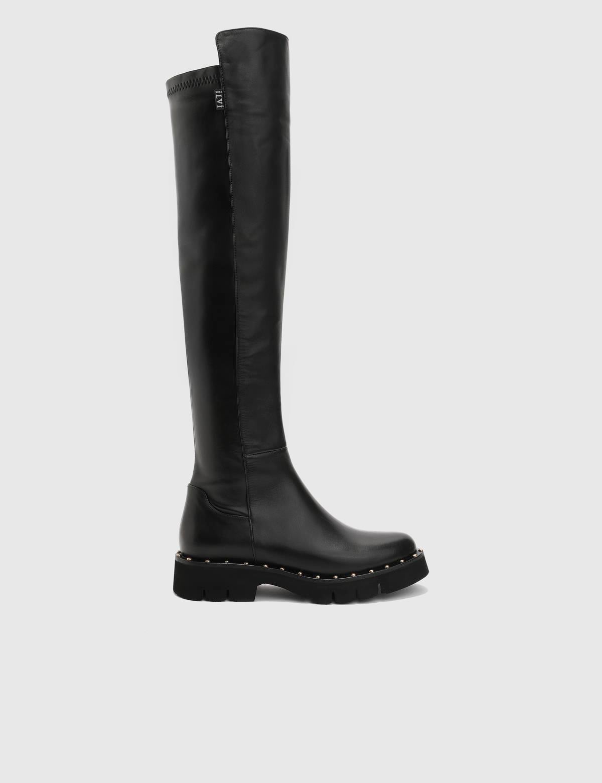 Vorbessa Black Leather Women's High Boot