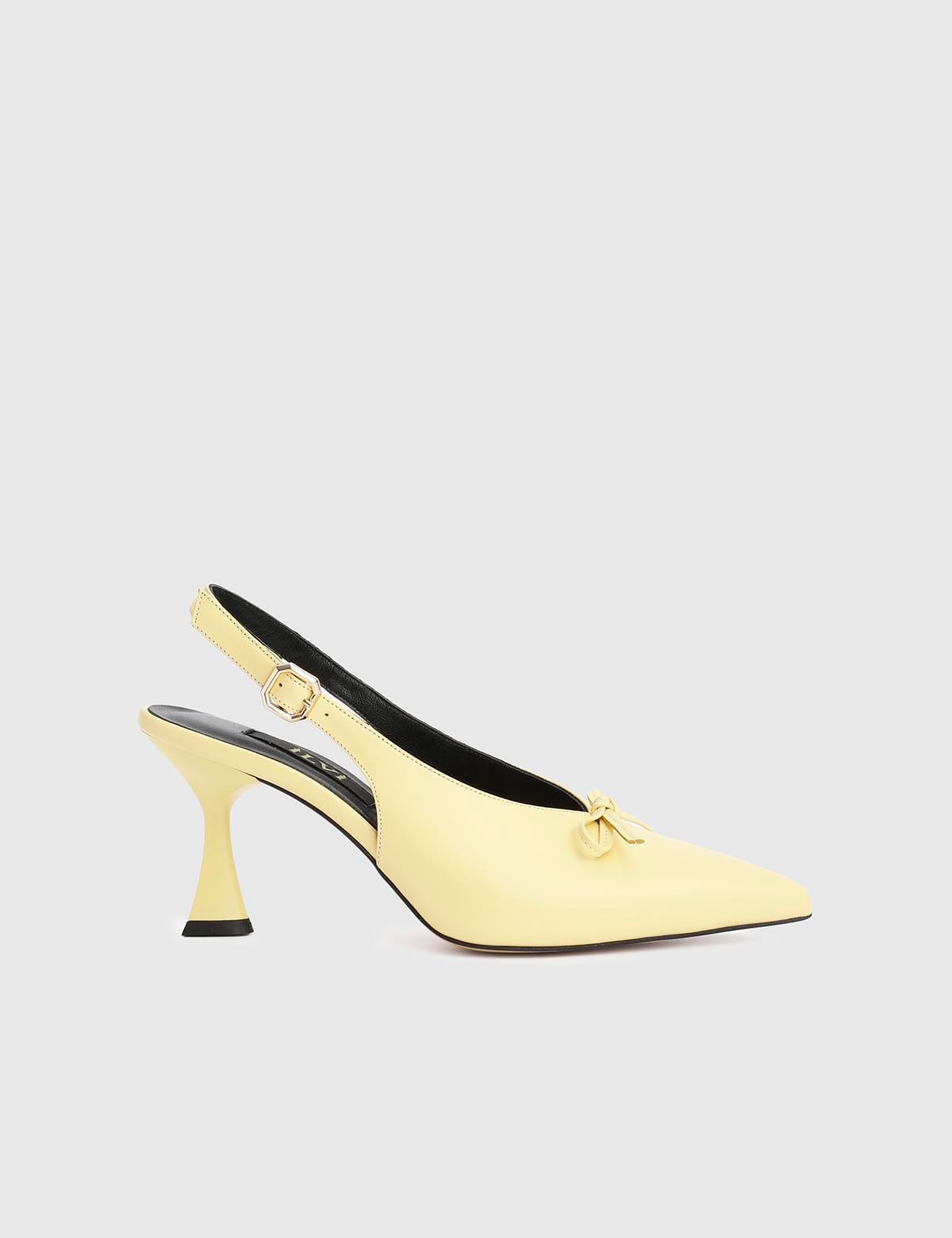 Vyver Yellow Leather Women's Heeled Sandal