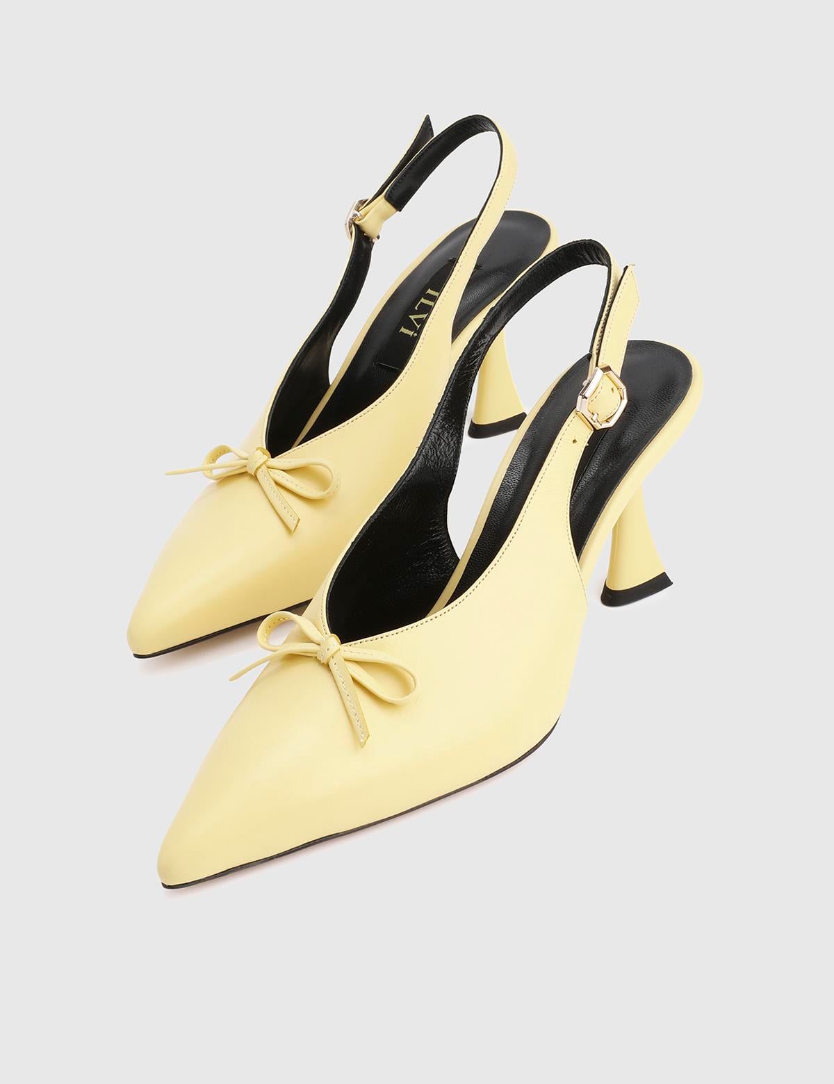 Vyver Yellow Leather Women's Heeled Sandal