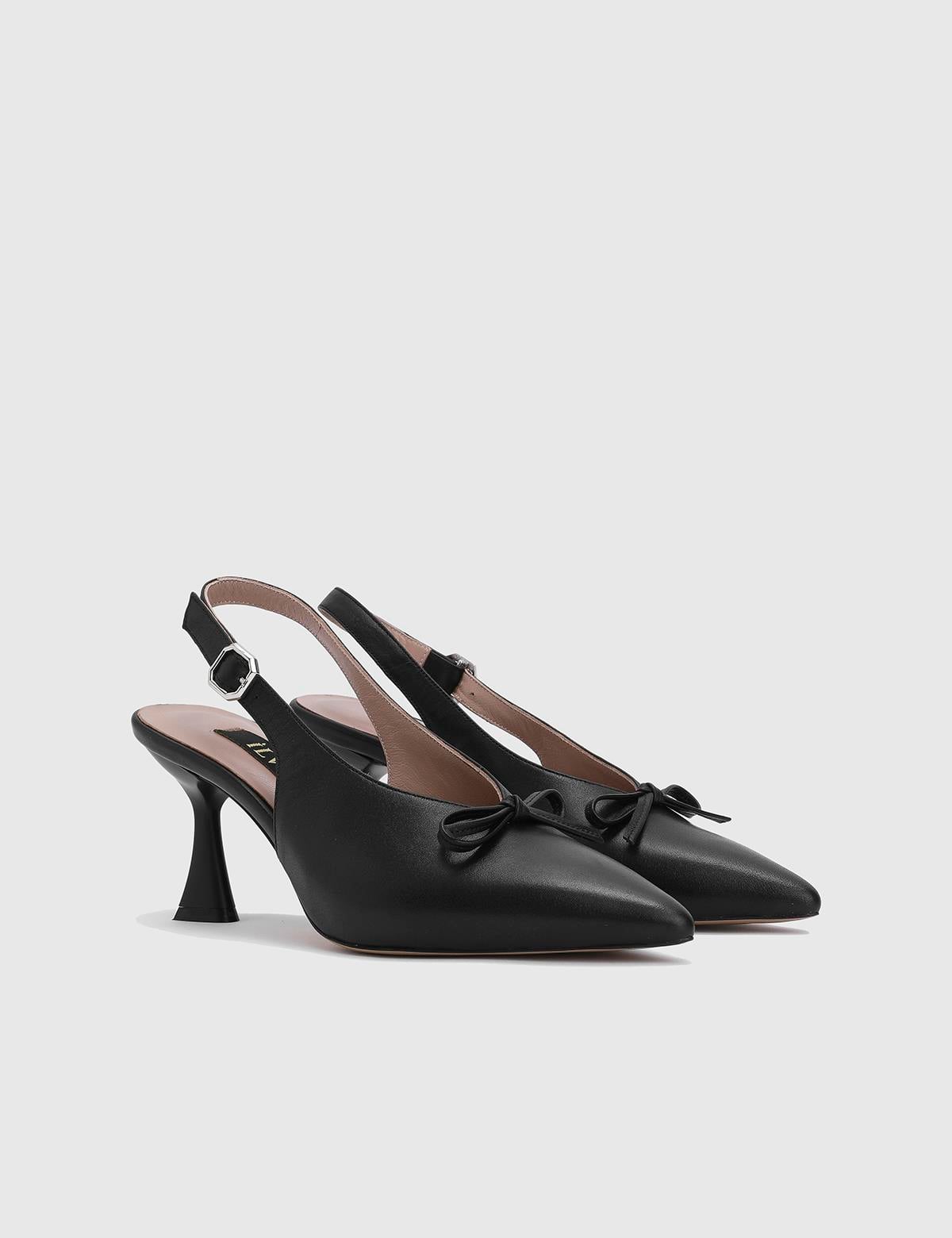 Vyver Black Leather Women's Heeled Sandal