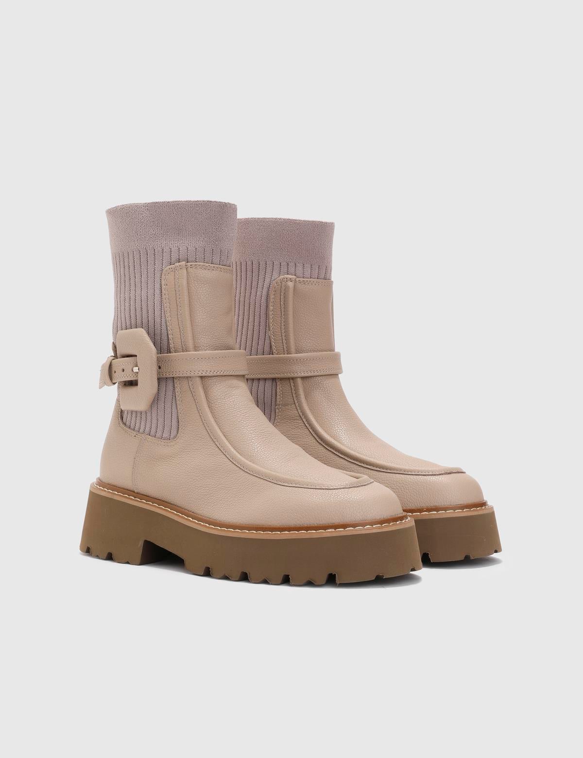 Wallace Cream Leather Women's Boot