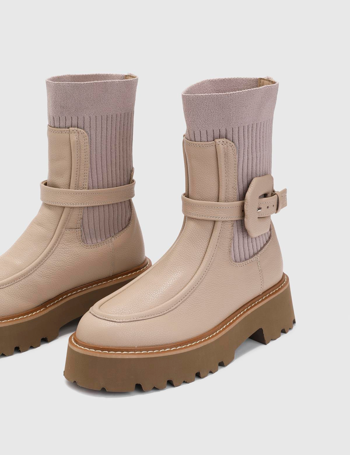 Wallace Cream Leather Women's Boot