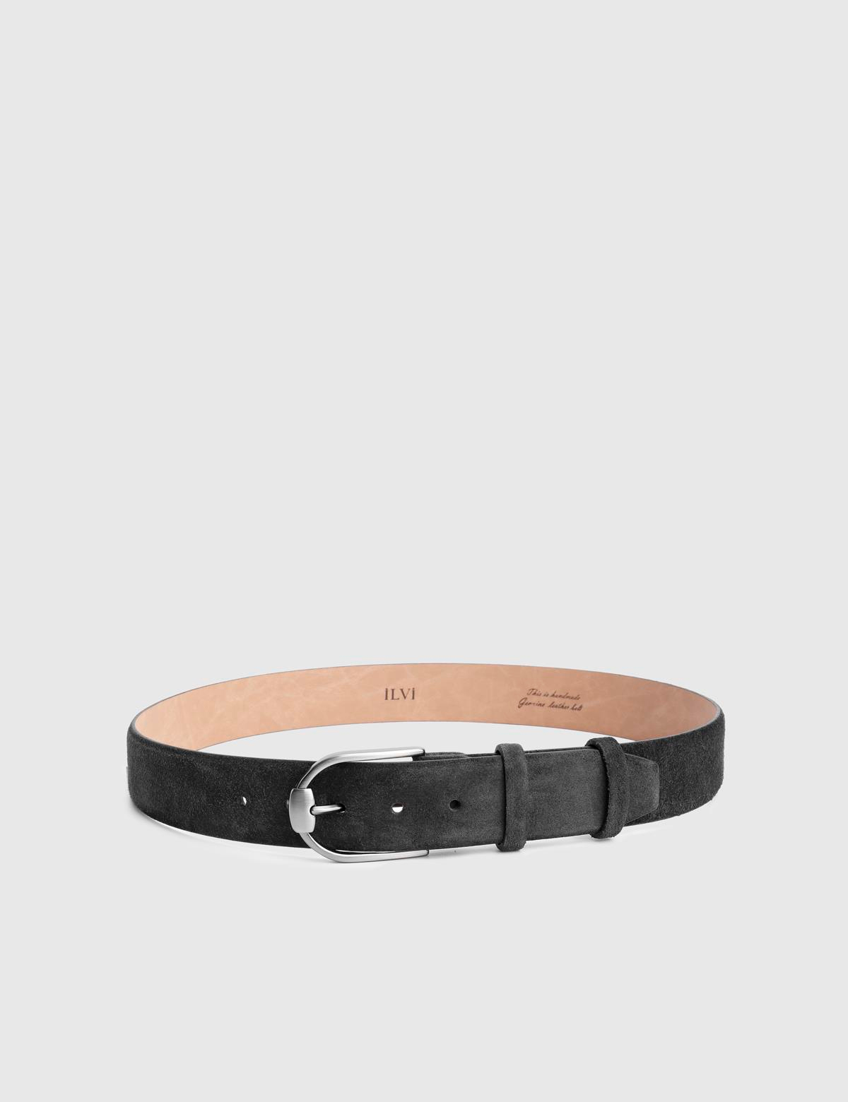 Warren Black Suede Leather Men's Belt