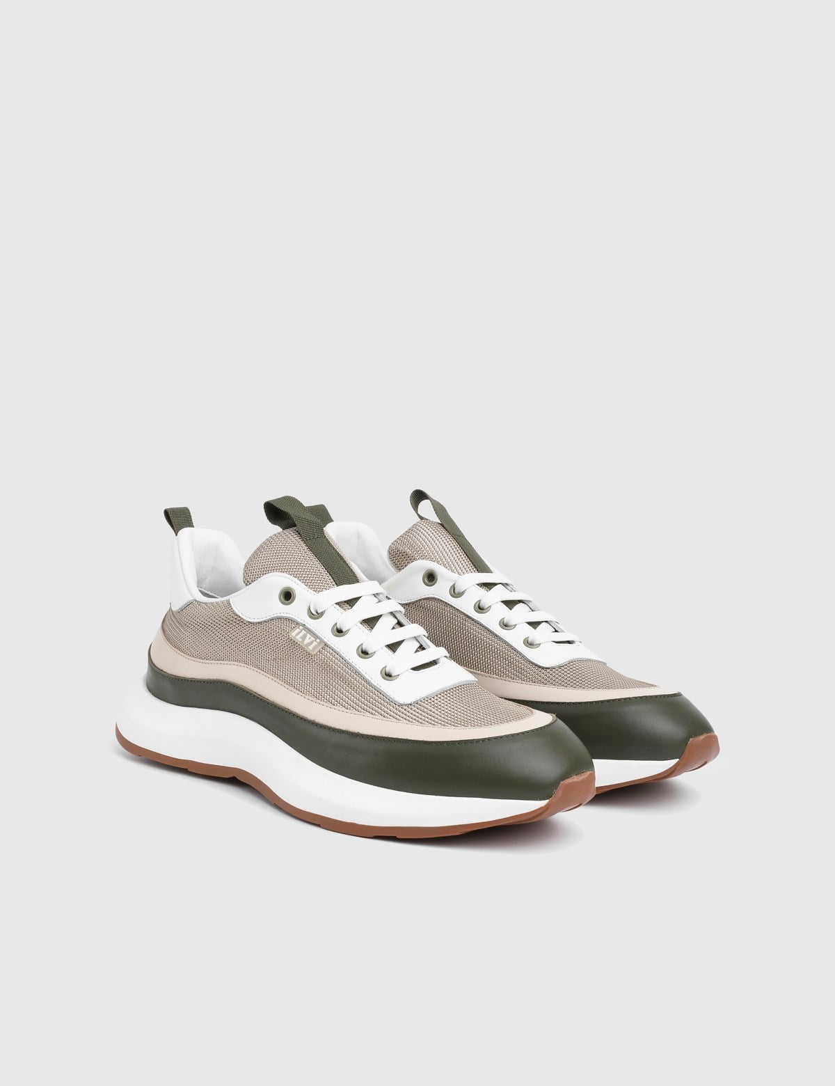 Willem Green Leather Men's Sneaker with Print