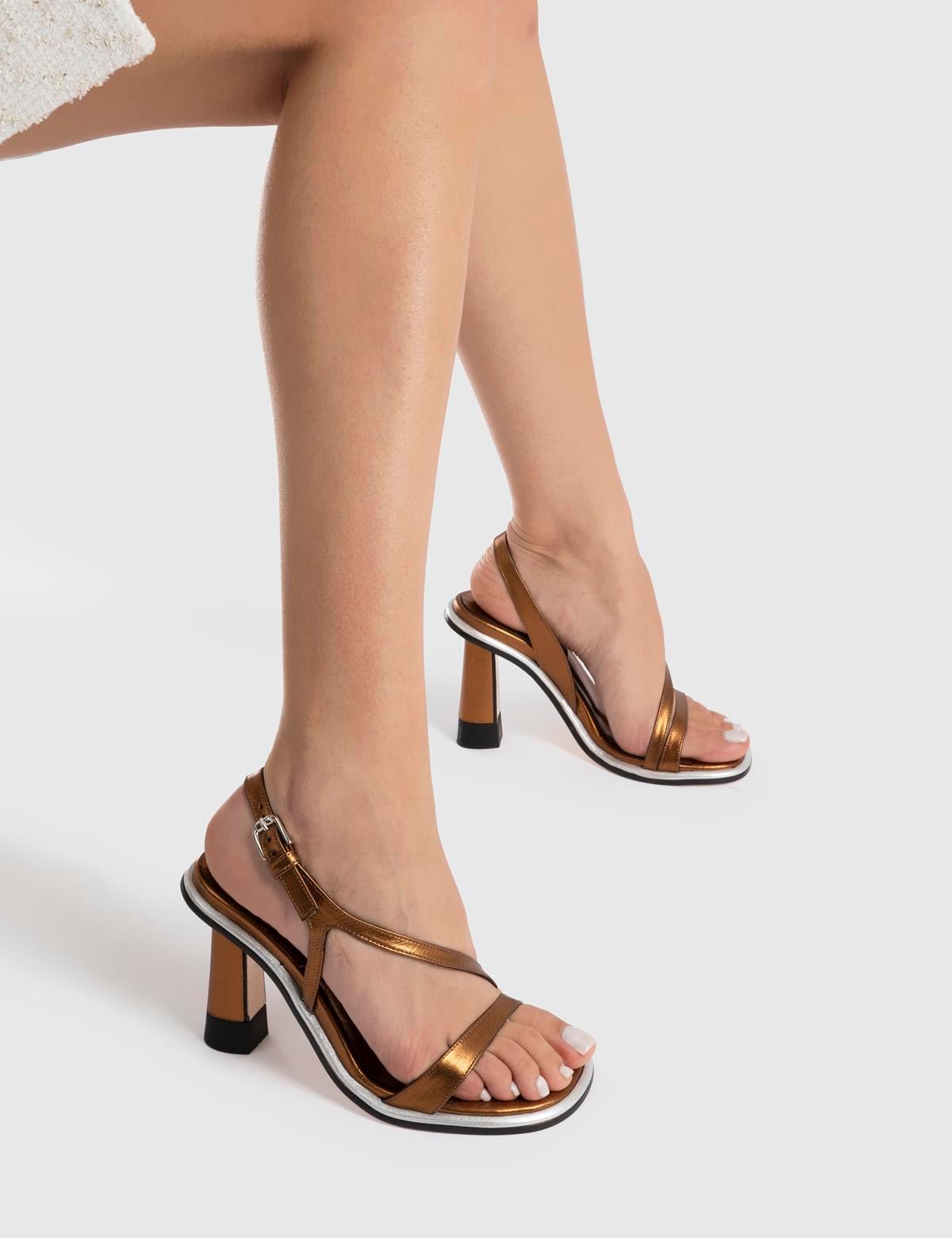 Wilson Bronze Leather Women's Heeled Sandal