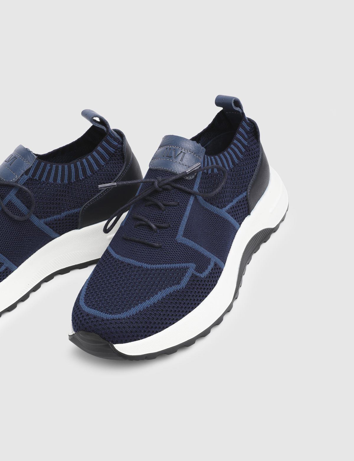 Wren Navy Blue Leather Tricot Men's Sneaker