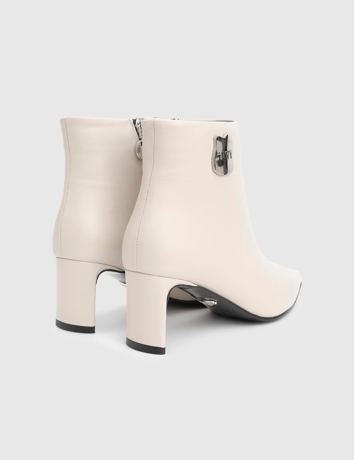 Yano Cream Leather Women's Heeled Boot