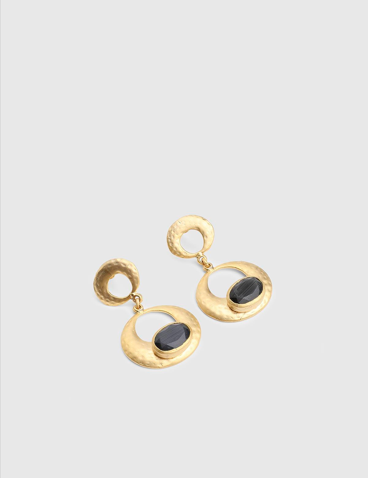 Yoana Gold Women's Earrings with Grey Stones
