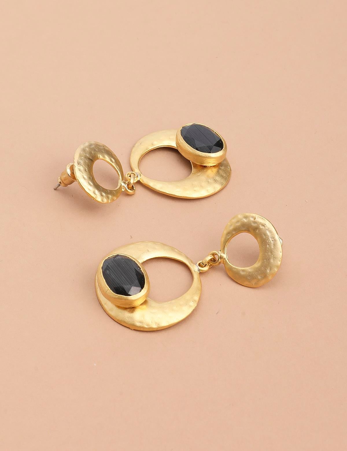 Yoana Gold Women's Earrings with Grey Stones