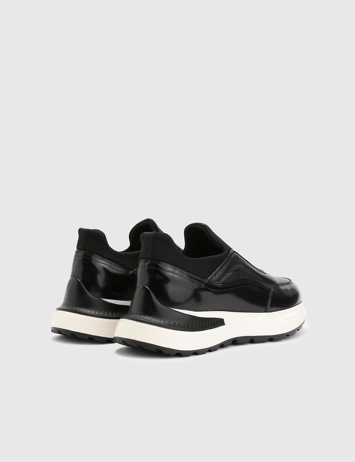 Zerbi Black Florentic Leather-Floater Leather Men's Sneaker