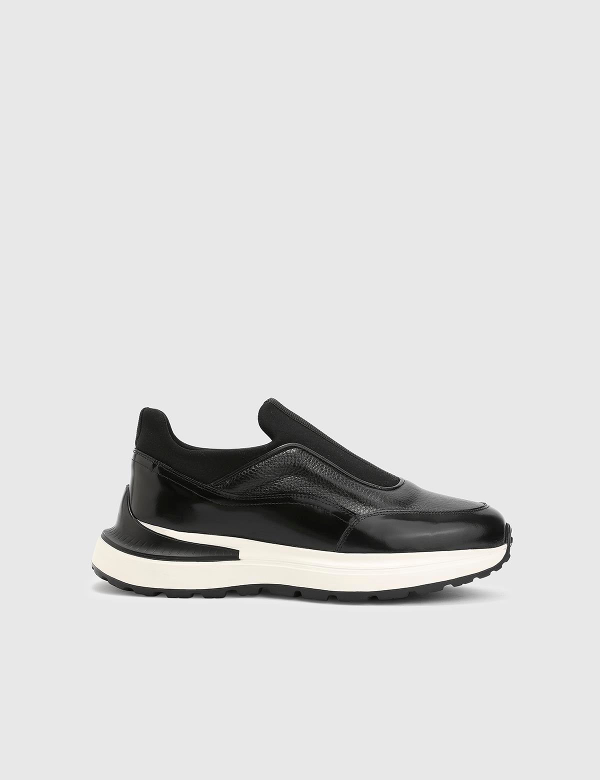 Zerbi Black Florentic Leather-Floater Leather Men's Sneaker
