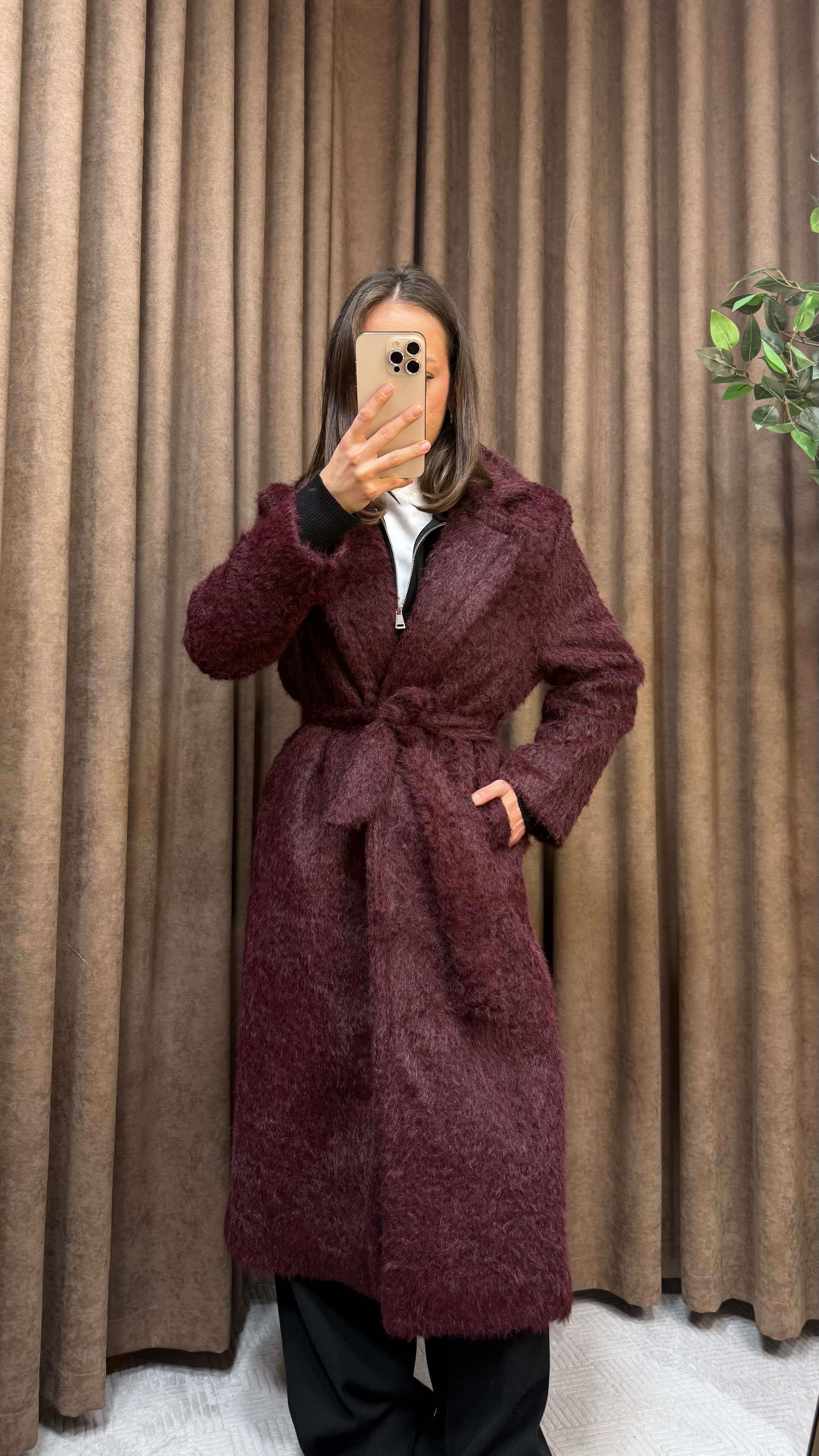 BORDO KUŞAKLI TEDDY KABAN