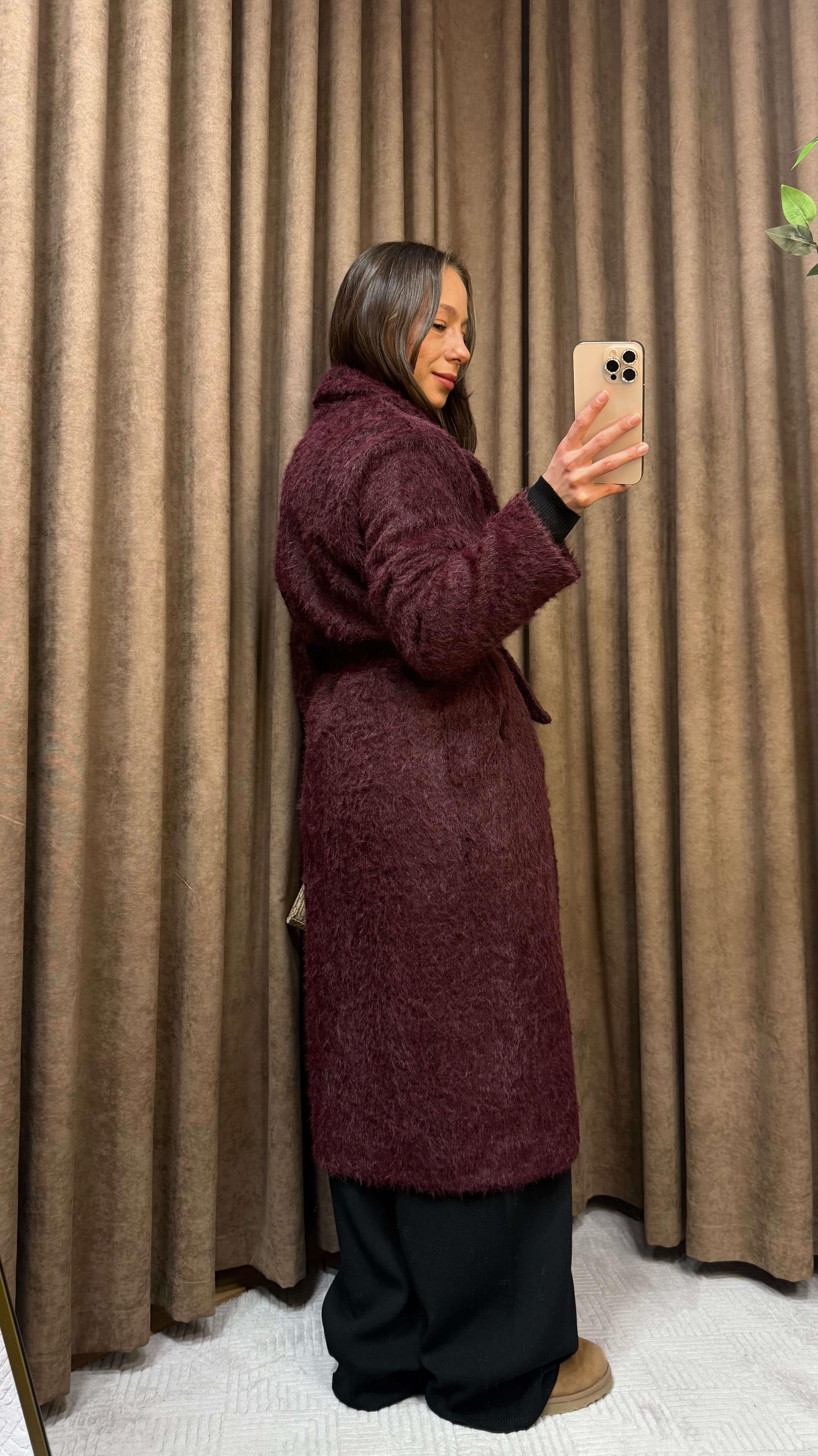 BORDO KUŞAKLI TEDDY KABAN