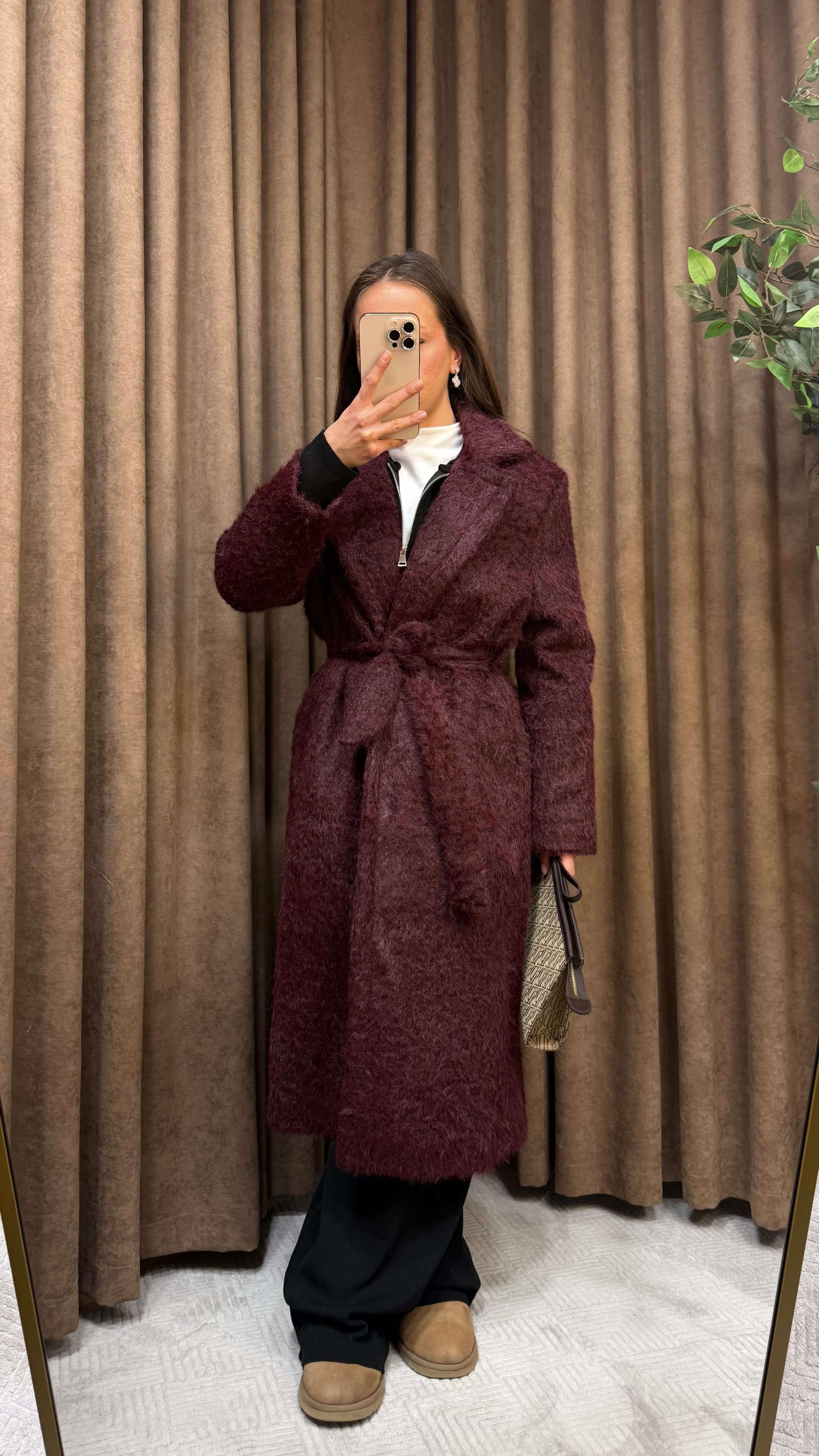 BORDO KUŞAKLI TEDDY KABAN