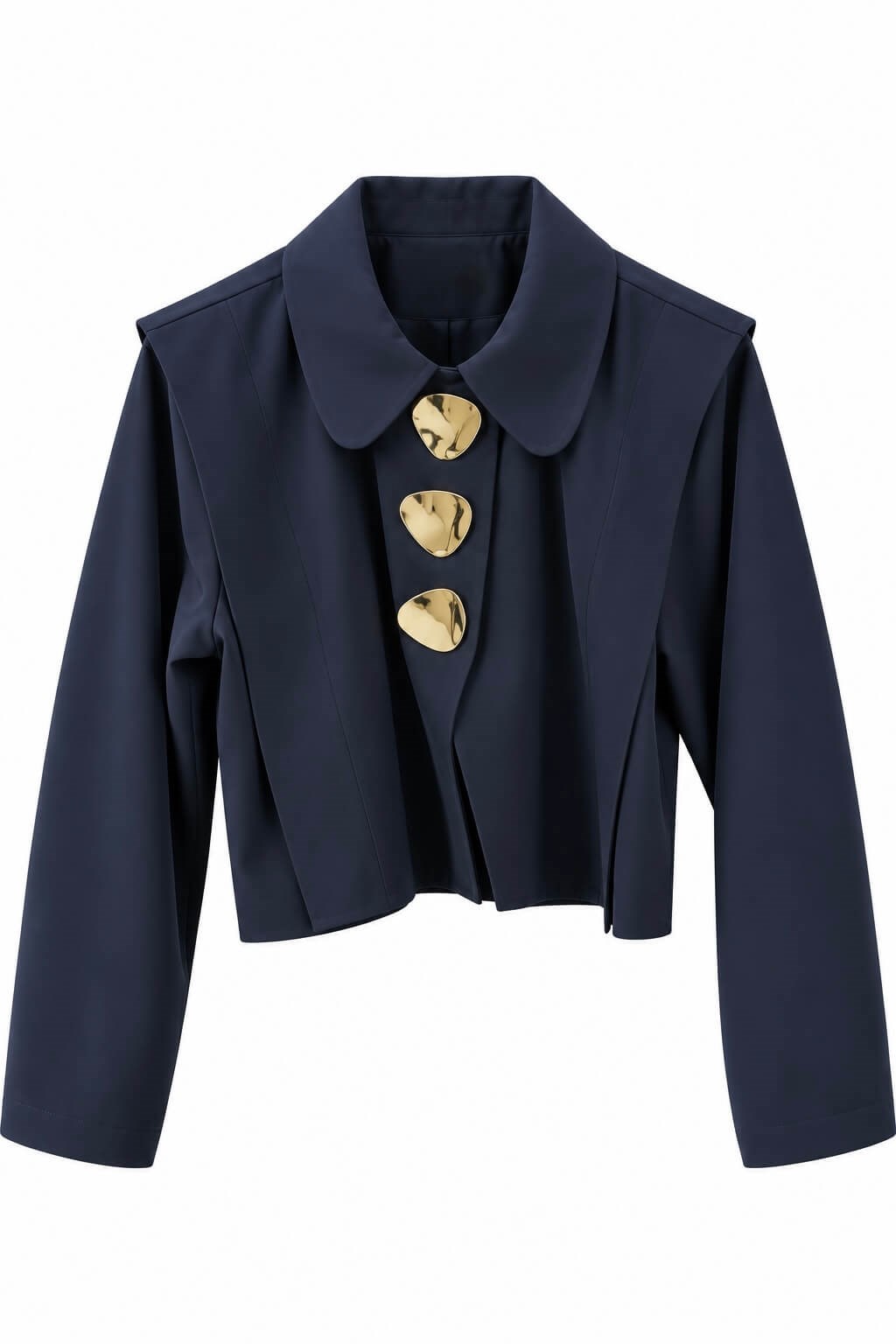 GOLD DÜĞMELİ CROP CEKET-LACİVERT