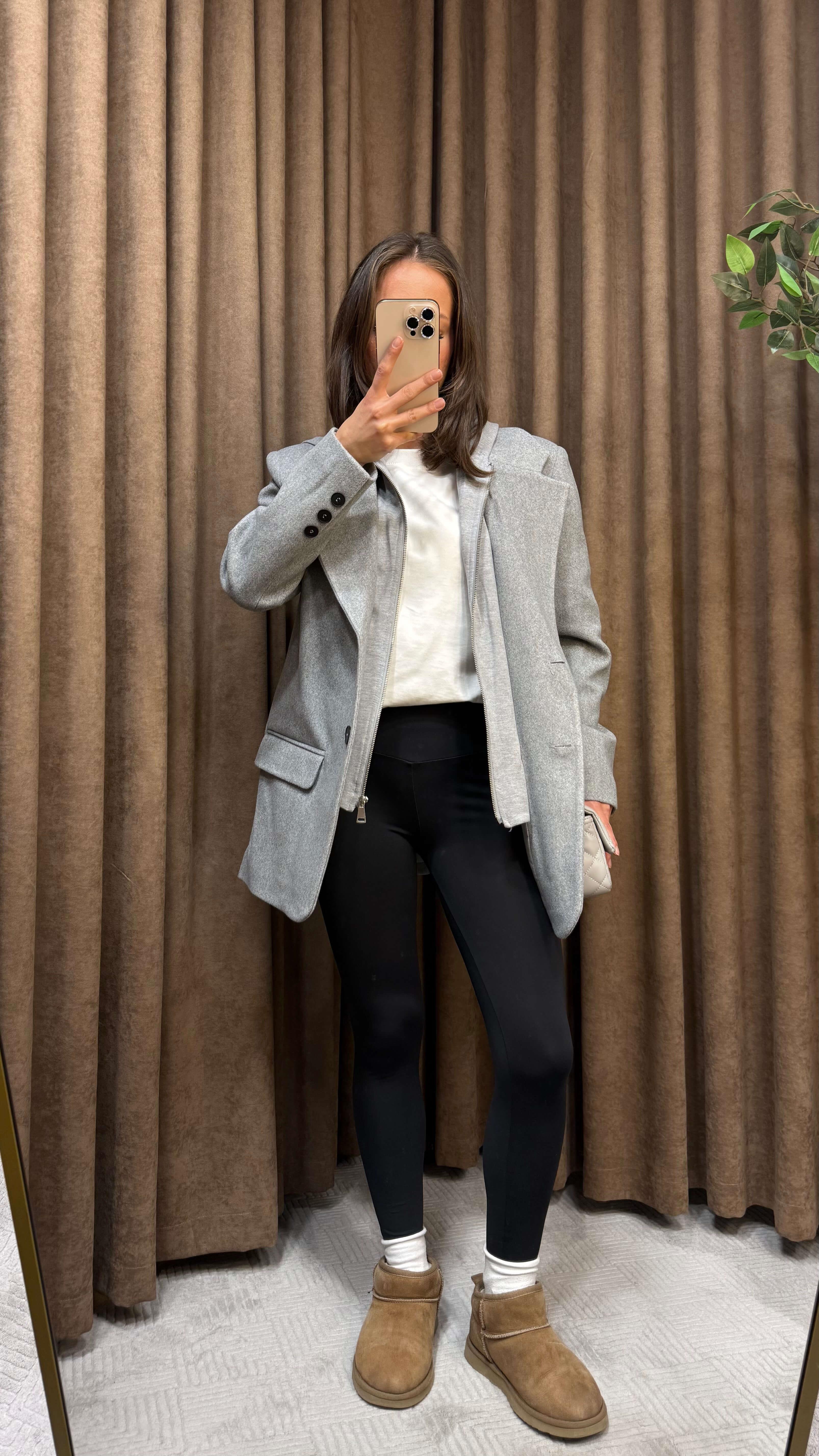 GRİ HIRKA DETAYLI KAPÜŞONLU BLAZER CEKET