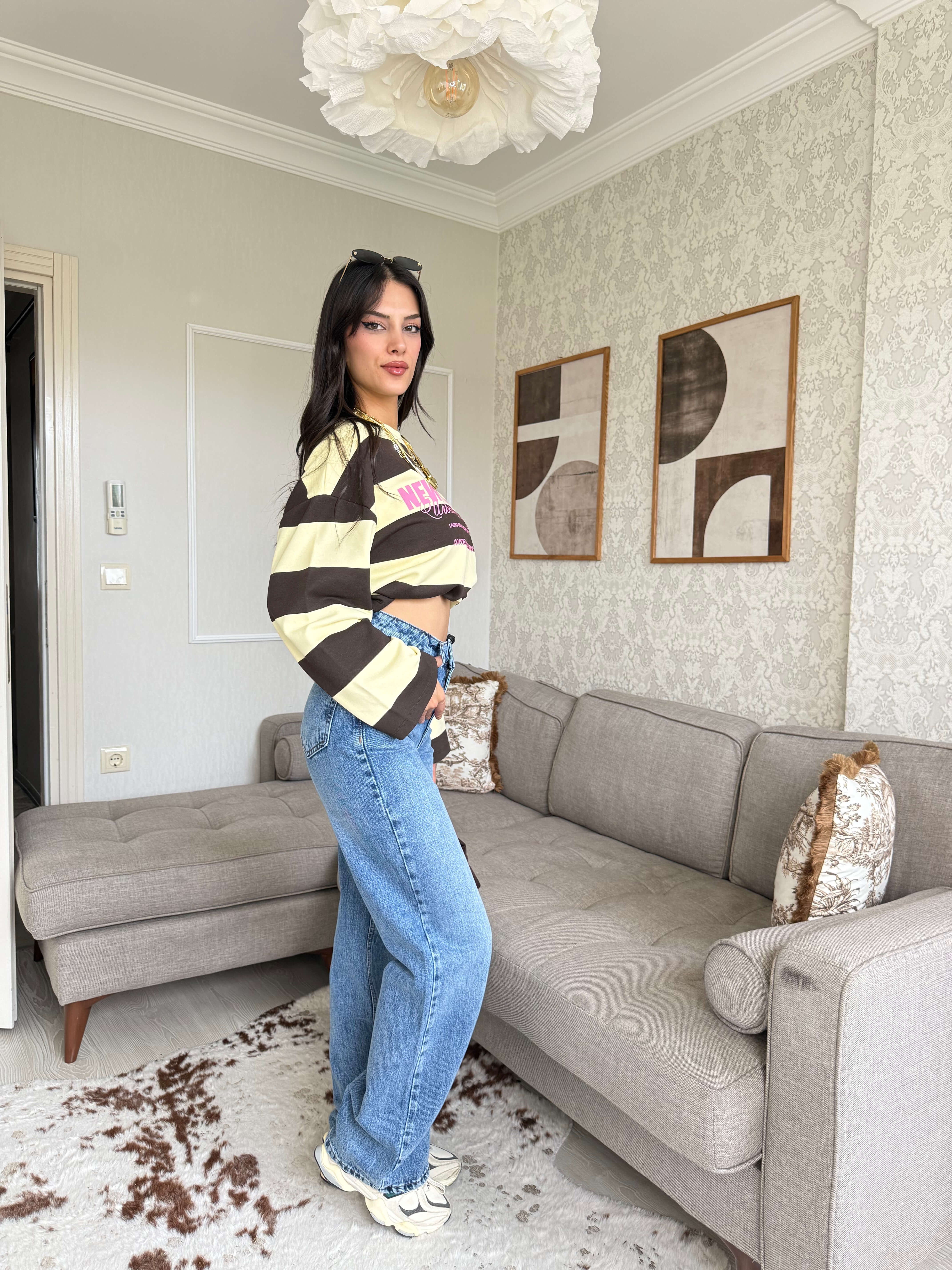 KOYU MAVİ WİDE LEG PANTOLON