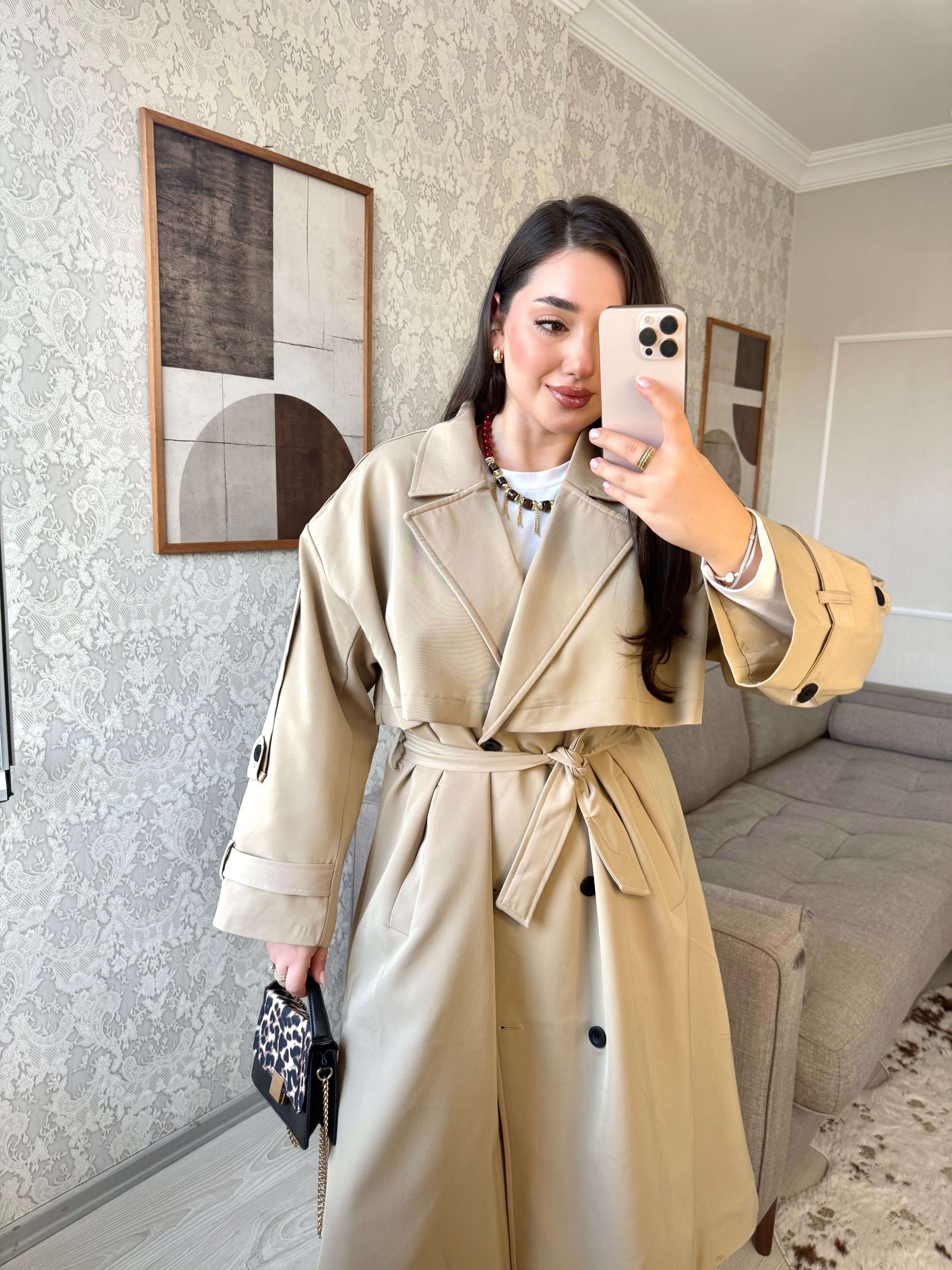 KUŞAKLI OVERSİZE TRENÇKOT-CAMEL