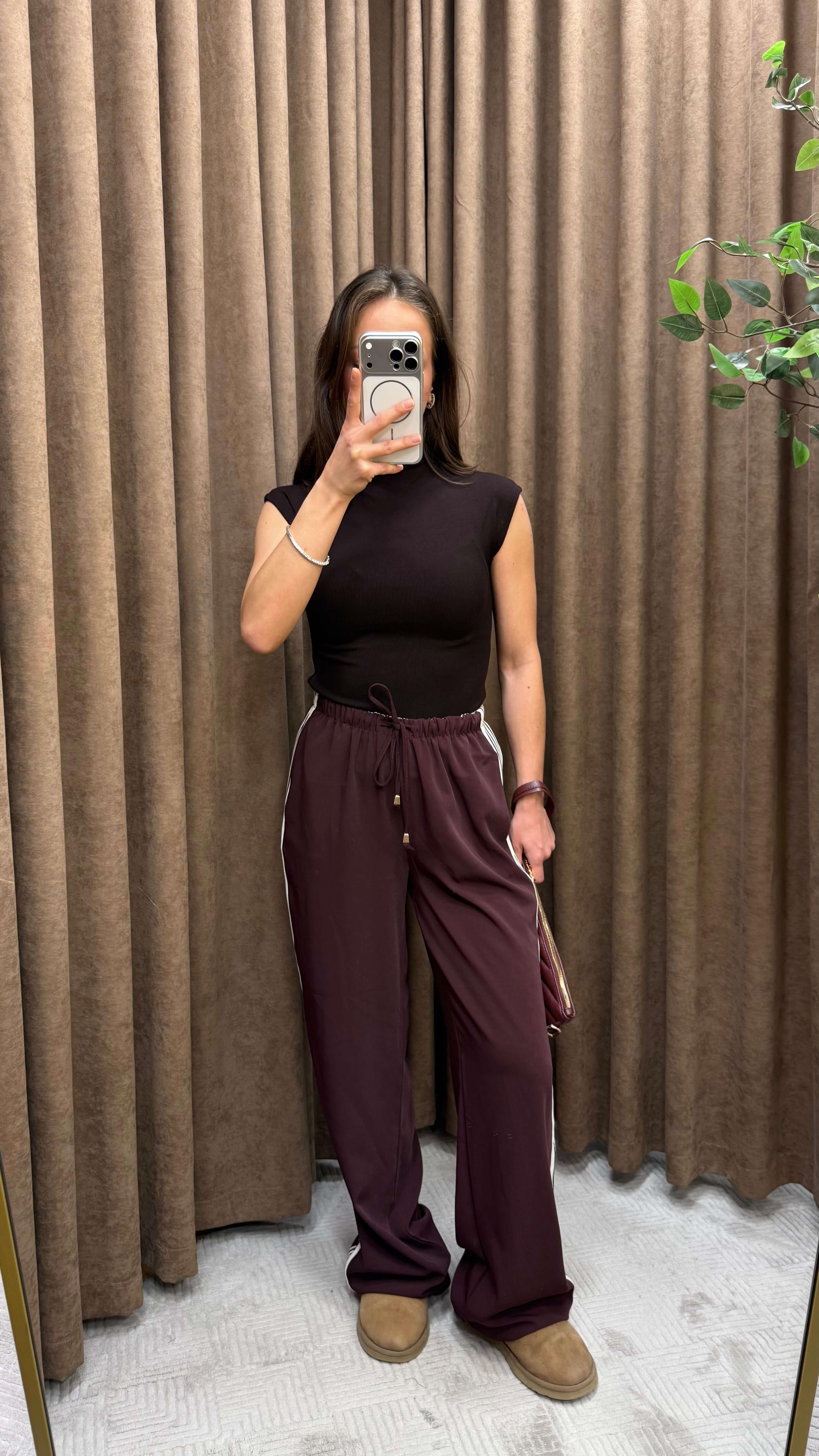 MÜRDÜM ŞERİT DETAYLI PANTOLON