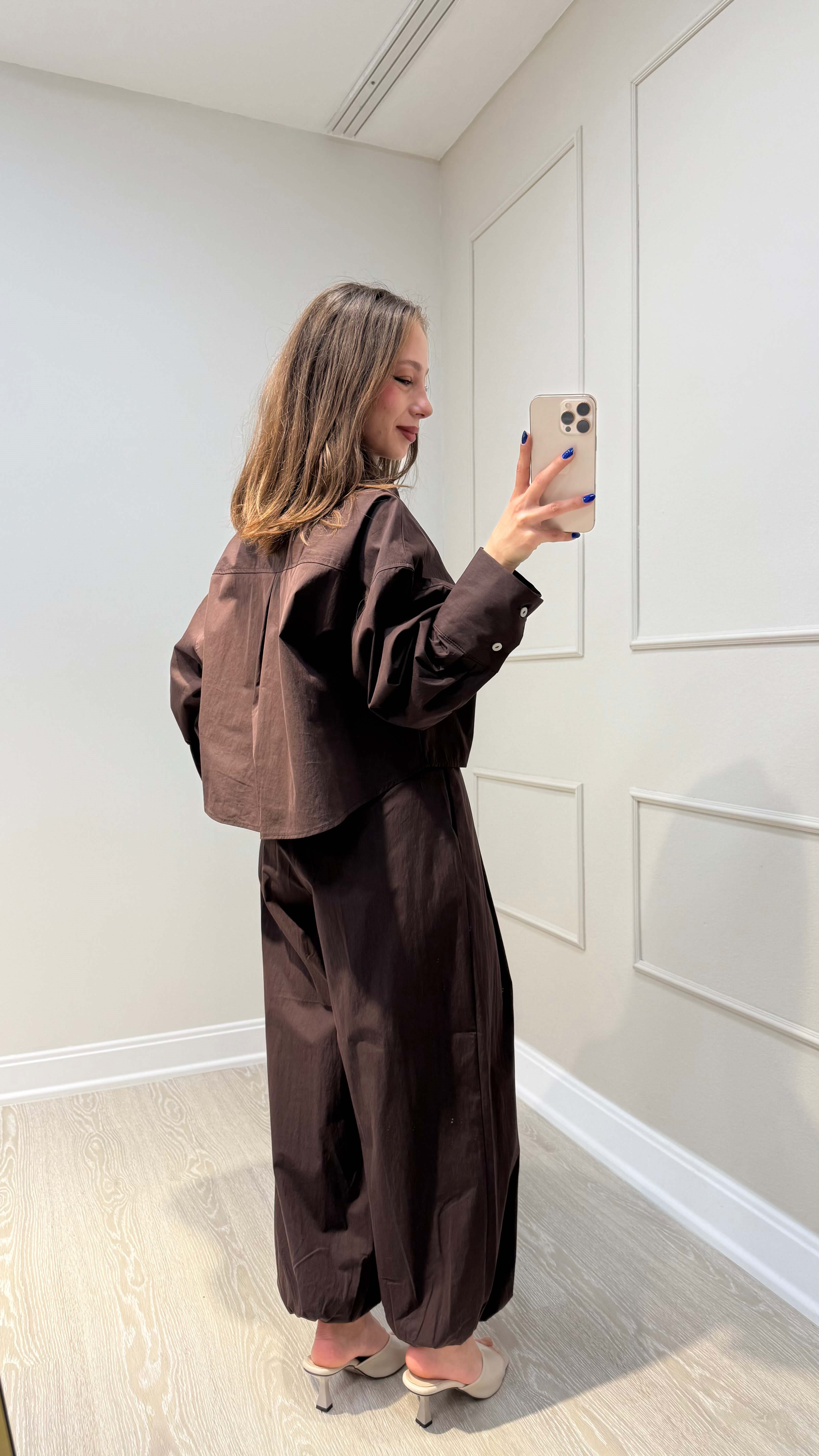 POPLİN GÖMLEK TAKIM-KAHVERENGİ