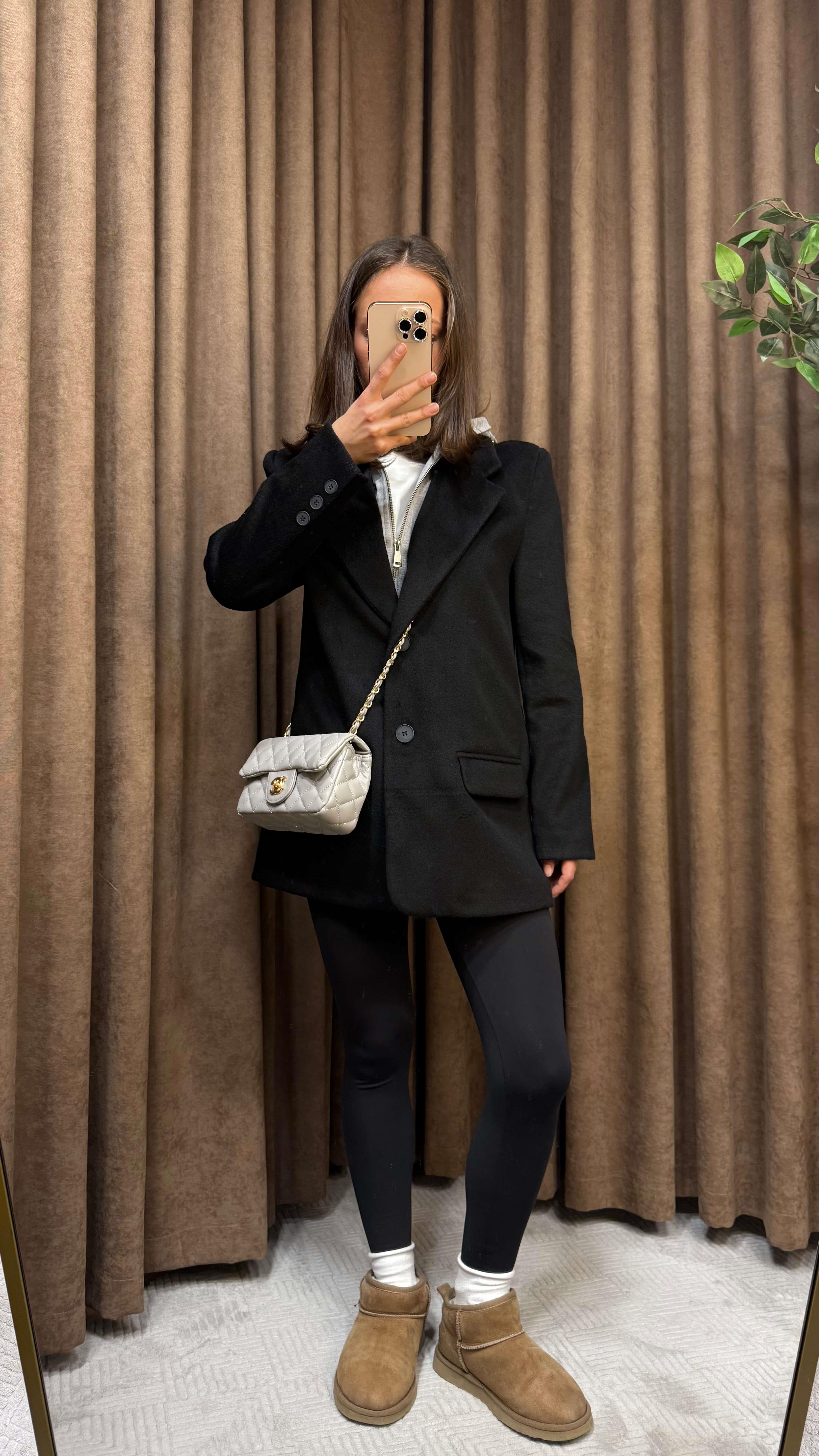 SİYAH HIRKA DETAYLI KAPÜŞONLU BLAZER CEKET