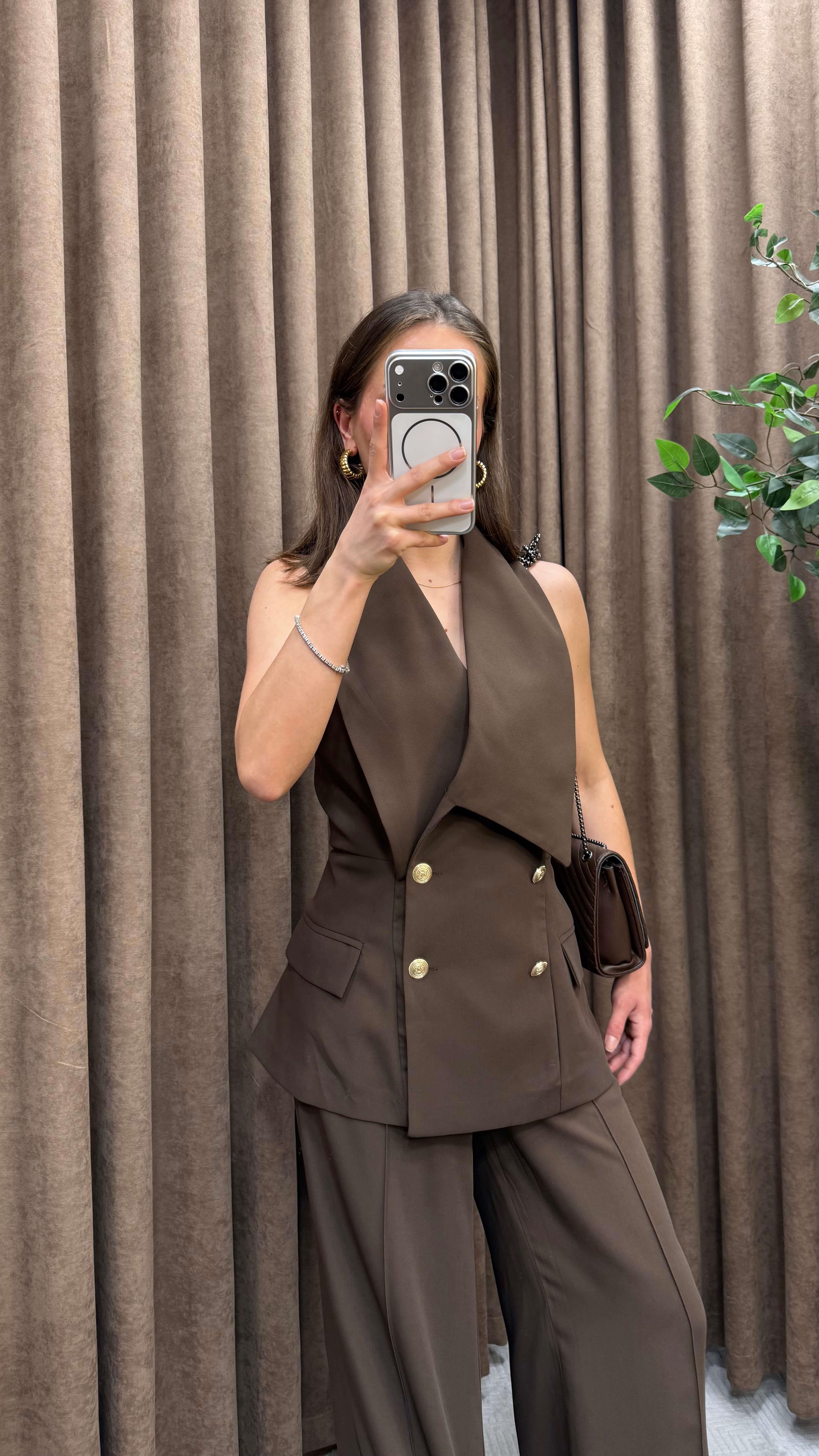 TASARIM MODEL YELEK TAKIM-KAHVERENGİ