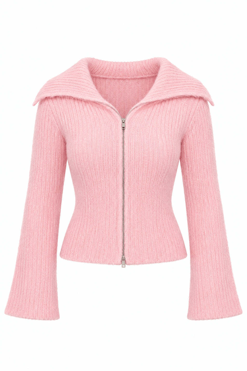 YUMUŞAK DOKULU FERMUARLI HIRKA-PEMBE