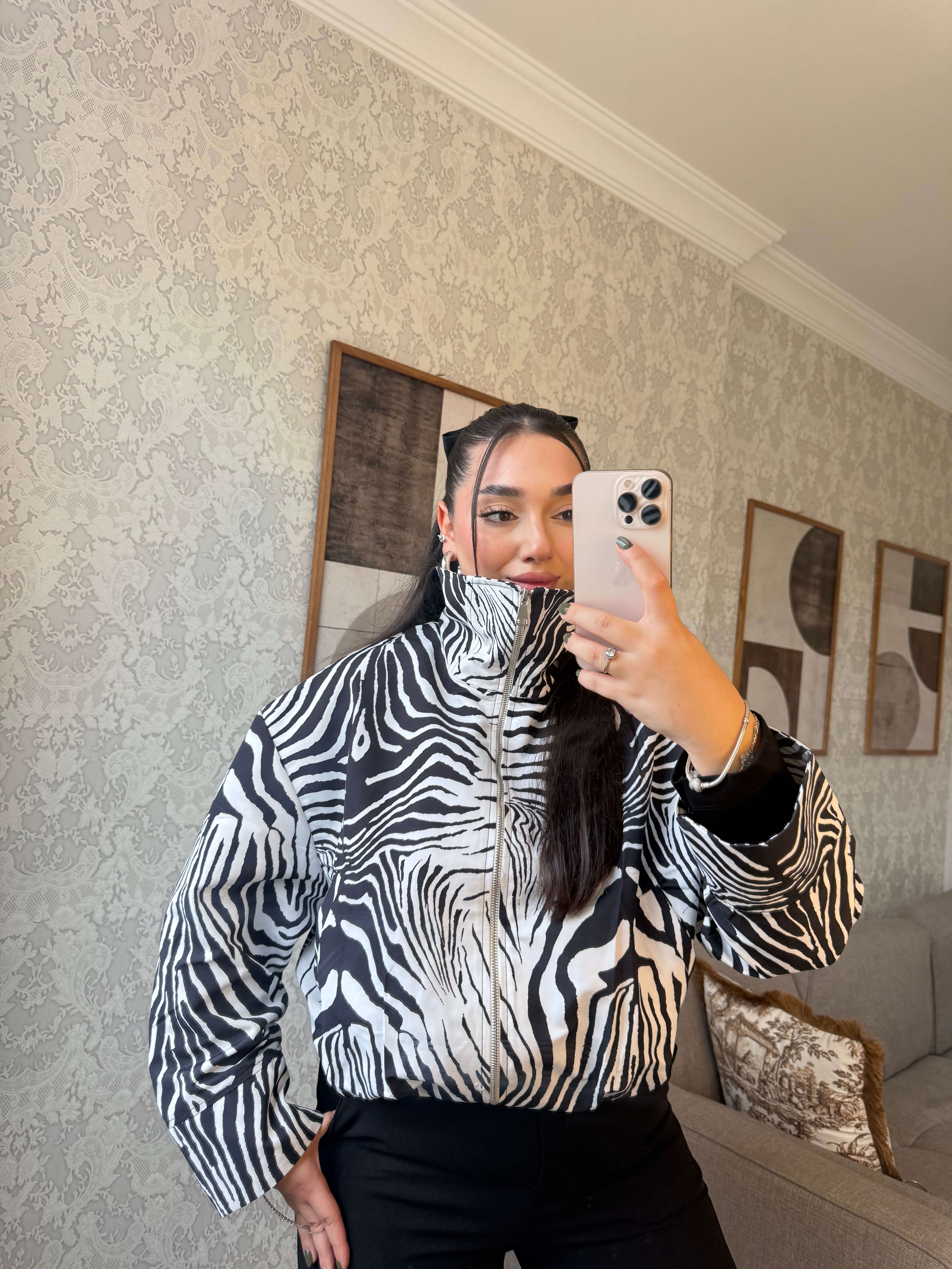 ZEBRA DESEN BOMBER CEKET