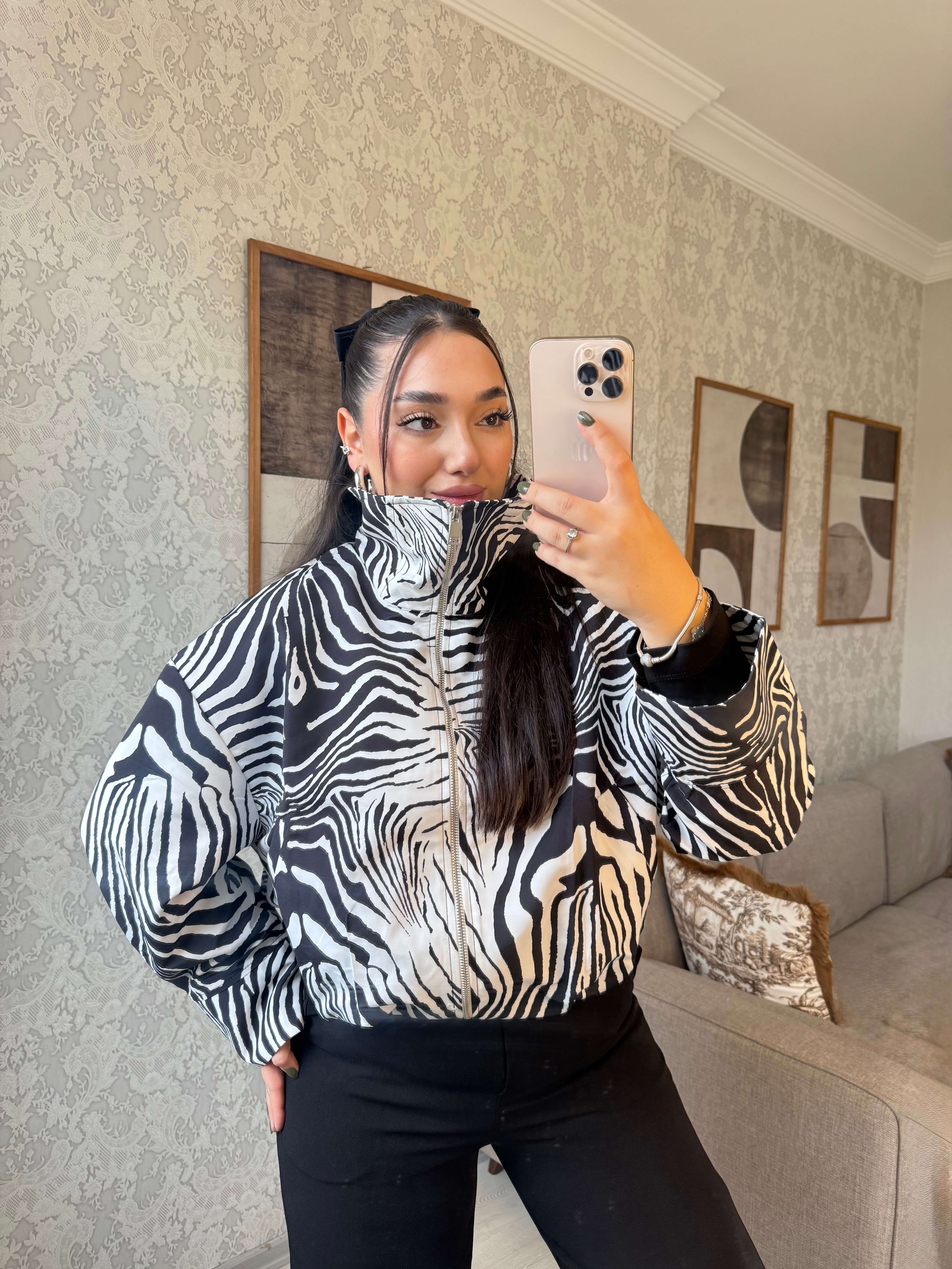 ZEBRA DESEN BOMBER CEKET