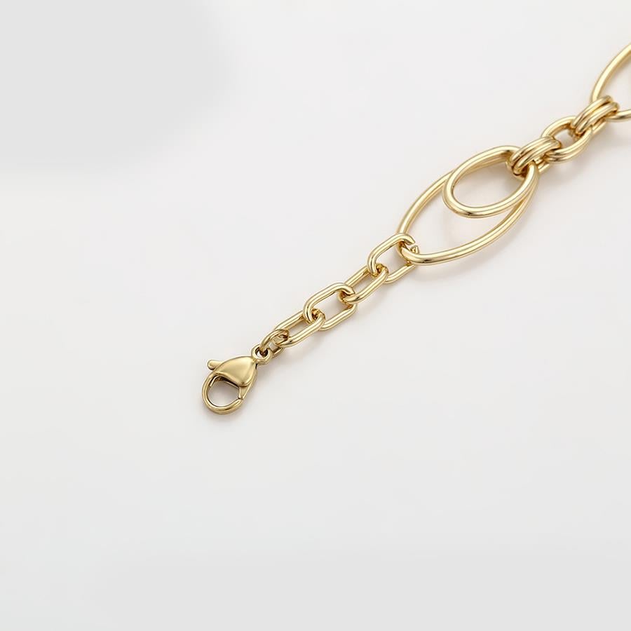 Modern Oval Halka Detaylı 14 Ayar Altın Kaplama Kadın Bileklik 