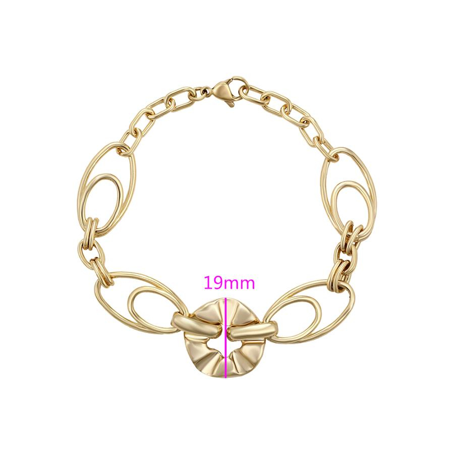 Modern Oval Halka Detaylı 14 Ayar Altın Kaplama Kadın Bileklik 