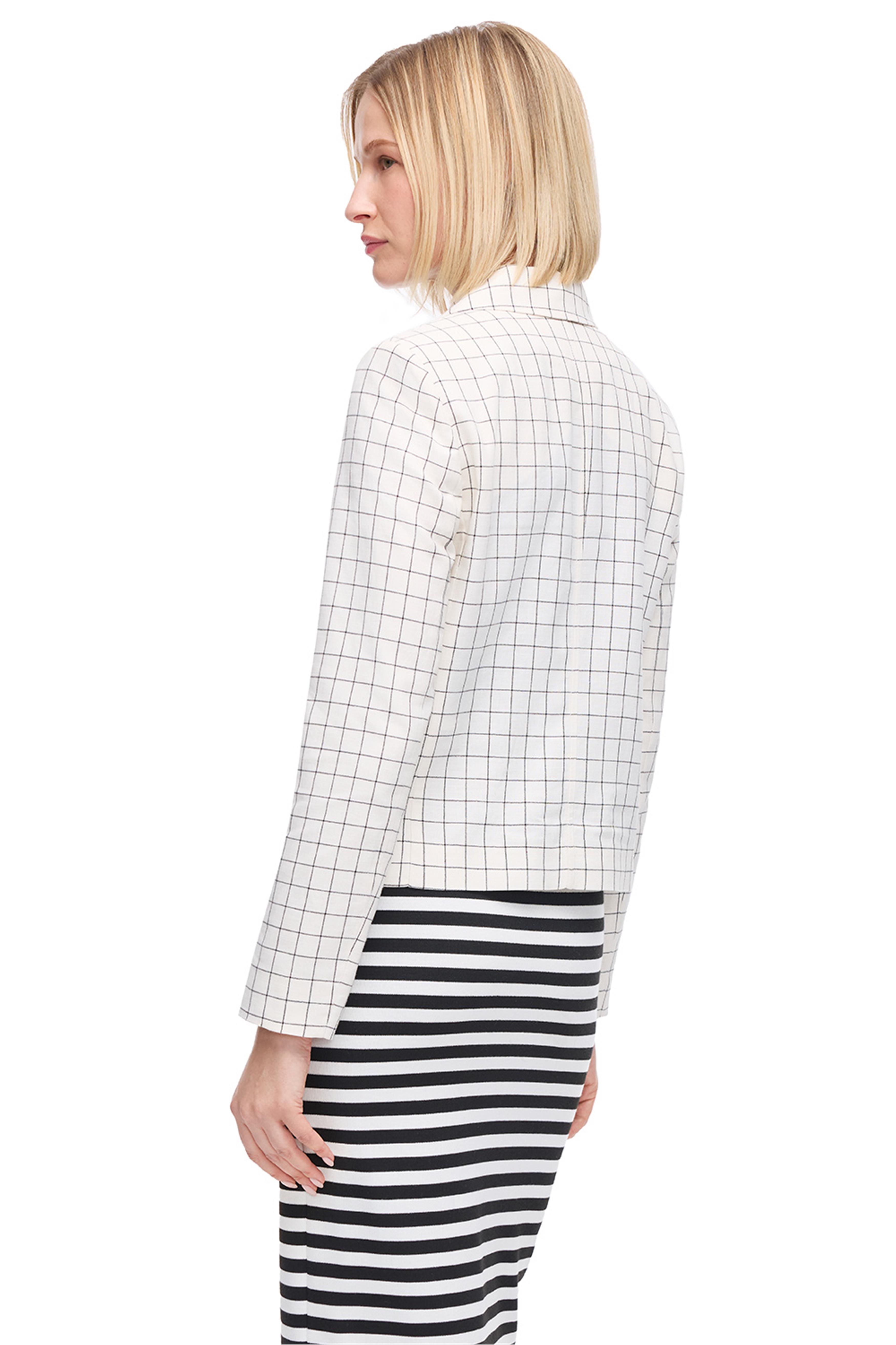 Açık Bej Ekose Desenli Ceket