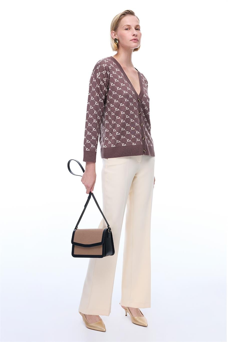 Açık Bej Yüksek Bel Slim Fit Dar Paça Pantolon