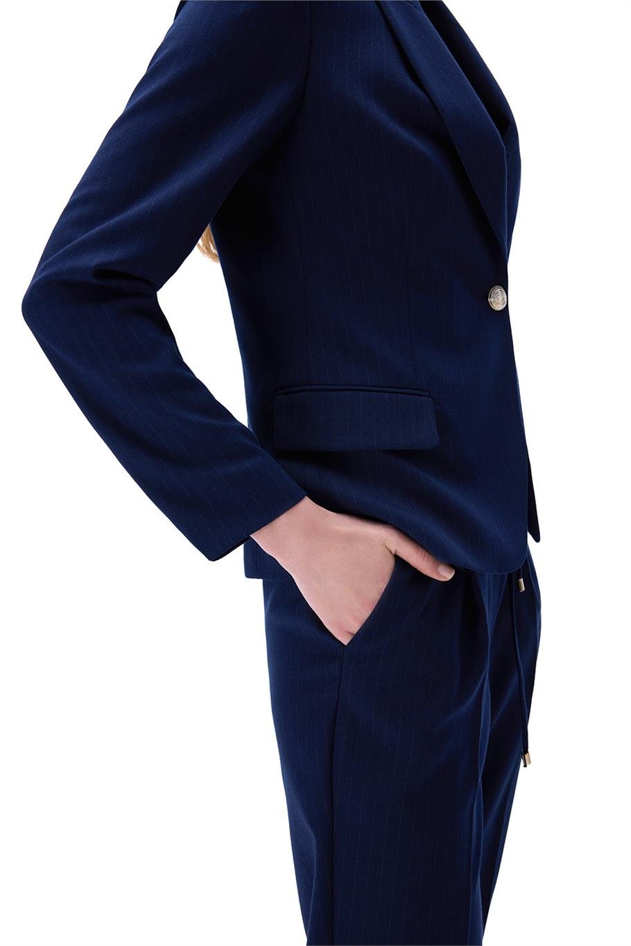 Actors Slim Fit Kısa Boy Takma Kol Ceket Yaka Lacivert Ceket