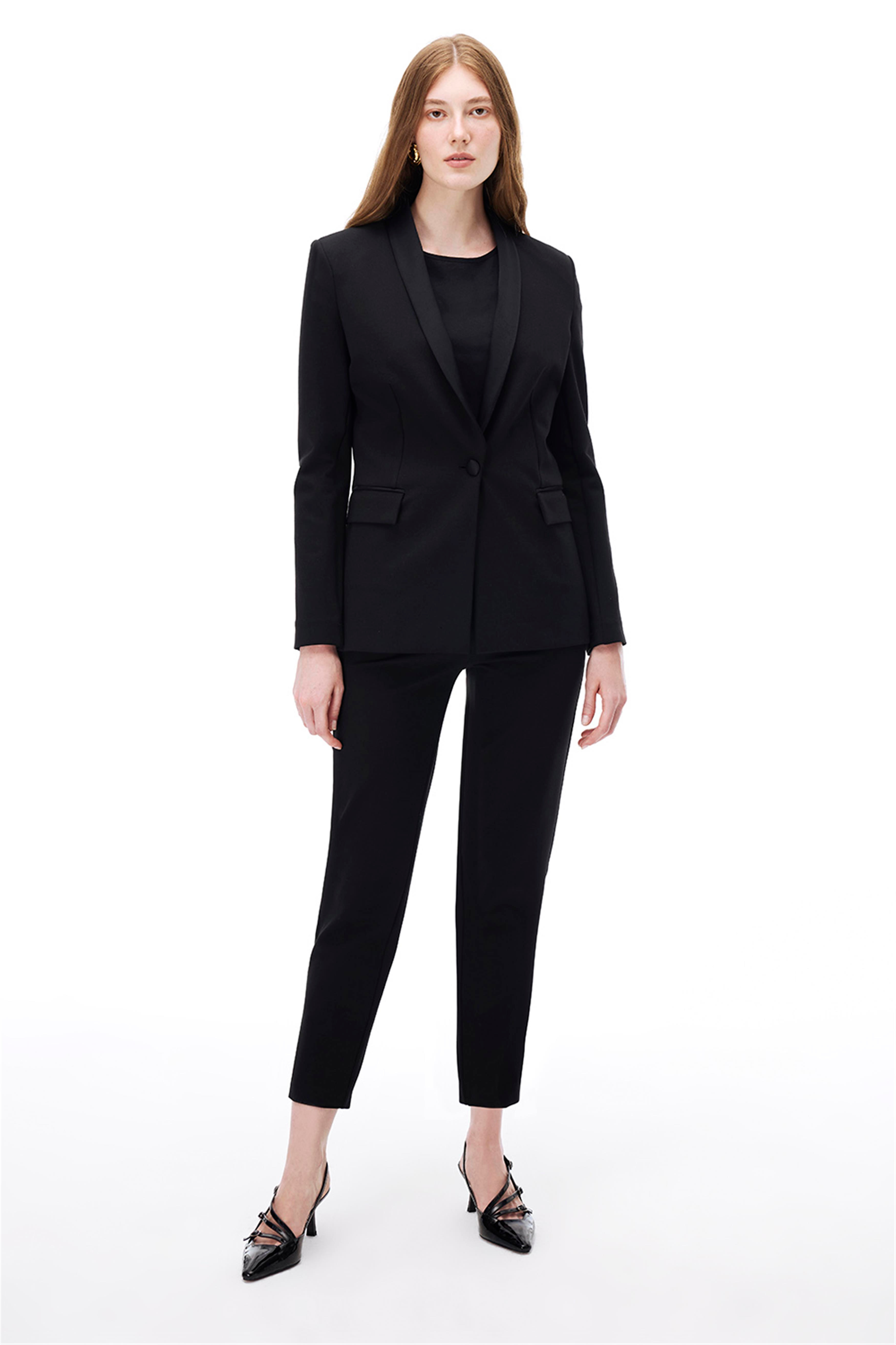 Ademirs Regular Fit Takma Kol Şal Yaka Siyah Ceket