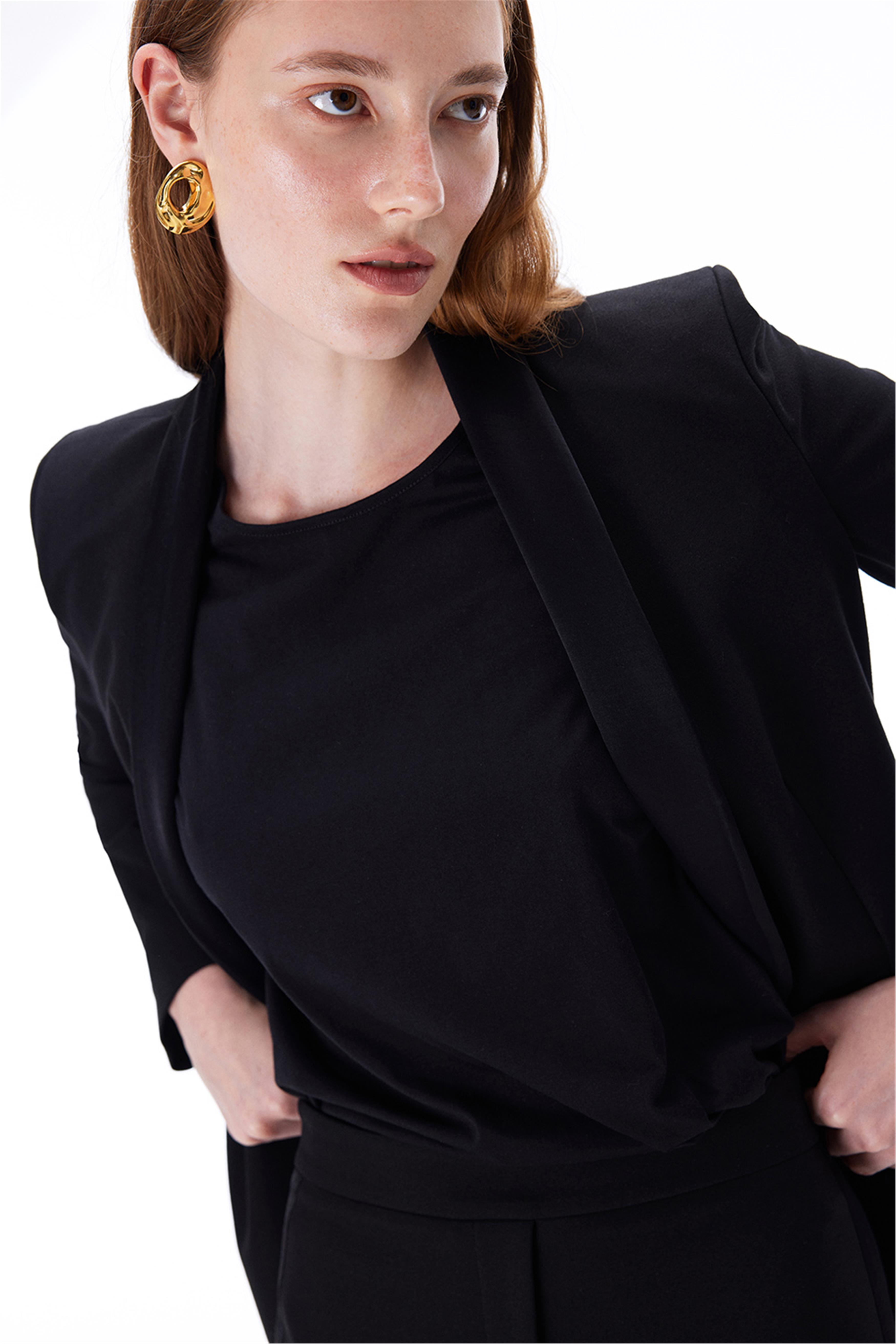 Ademirs Regular Fit Takma Kol Şal Yaka Siyah Ceket