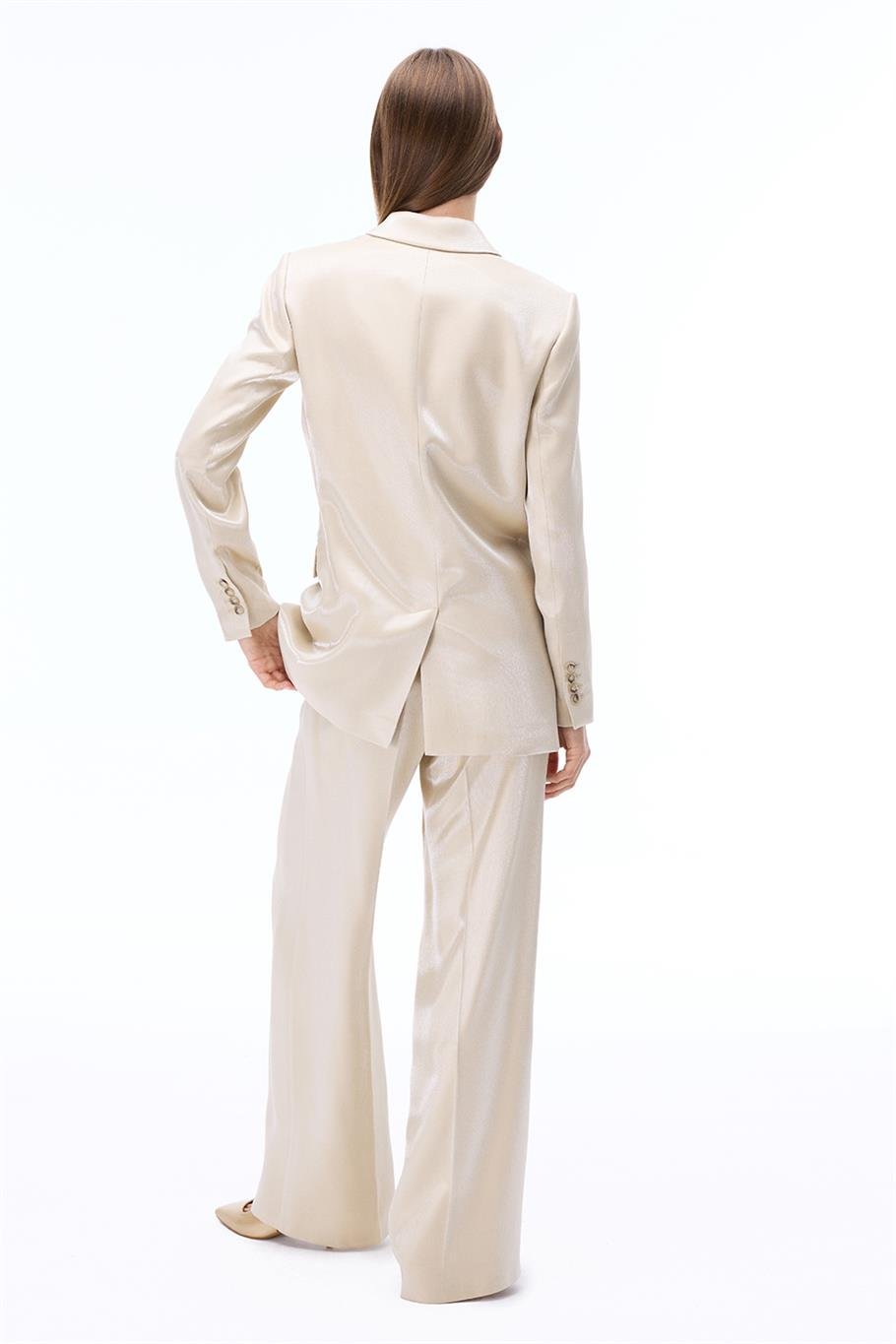 Adityas Regular Fit Diz Boy Düşük Kollu Ceket Yaka Bej Ceket