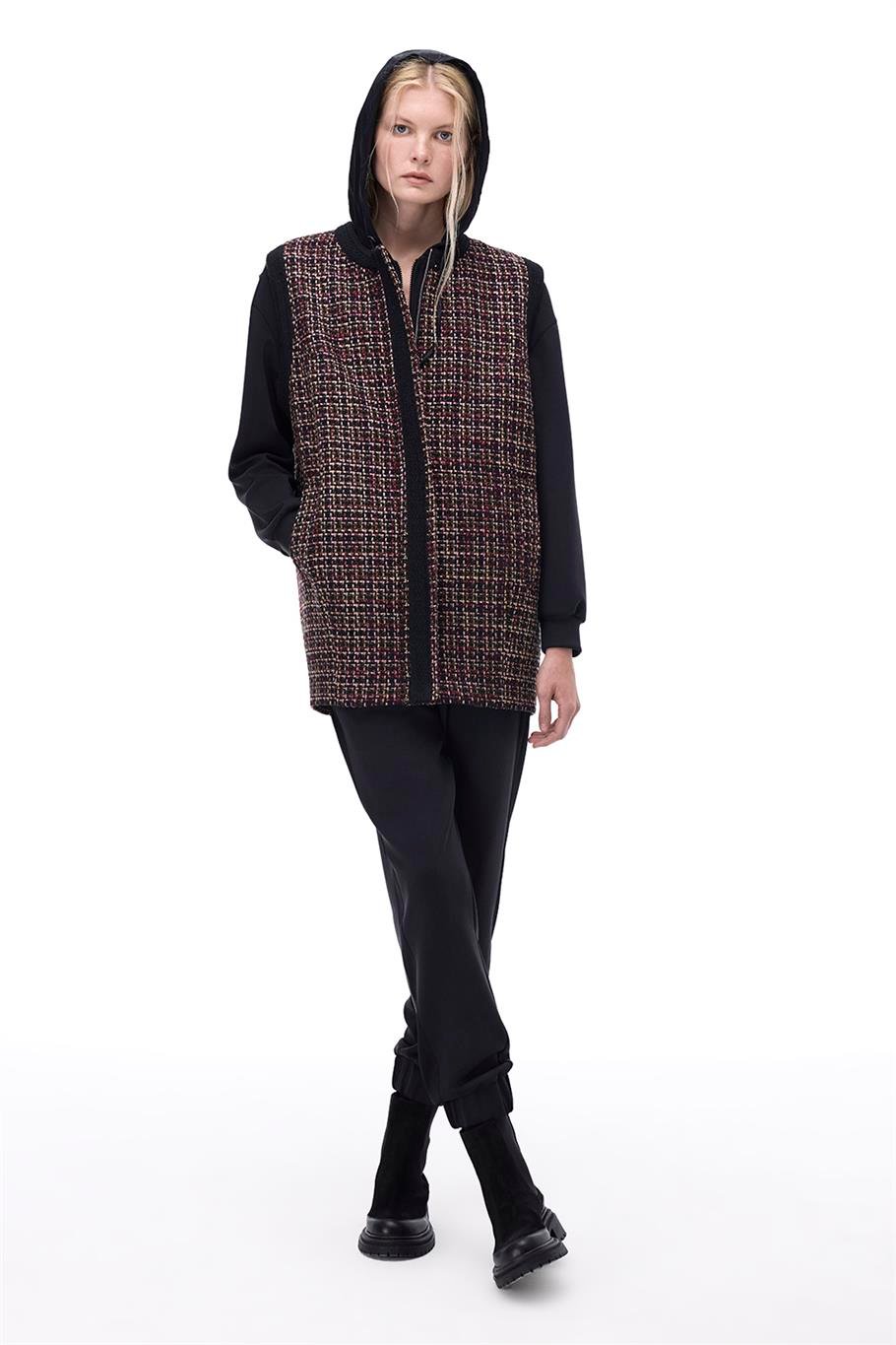 Aidias Regular Fit Standart Boy Sıfır Kol Bisiklet Yaka Siyah Yelek