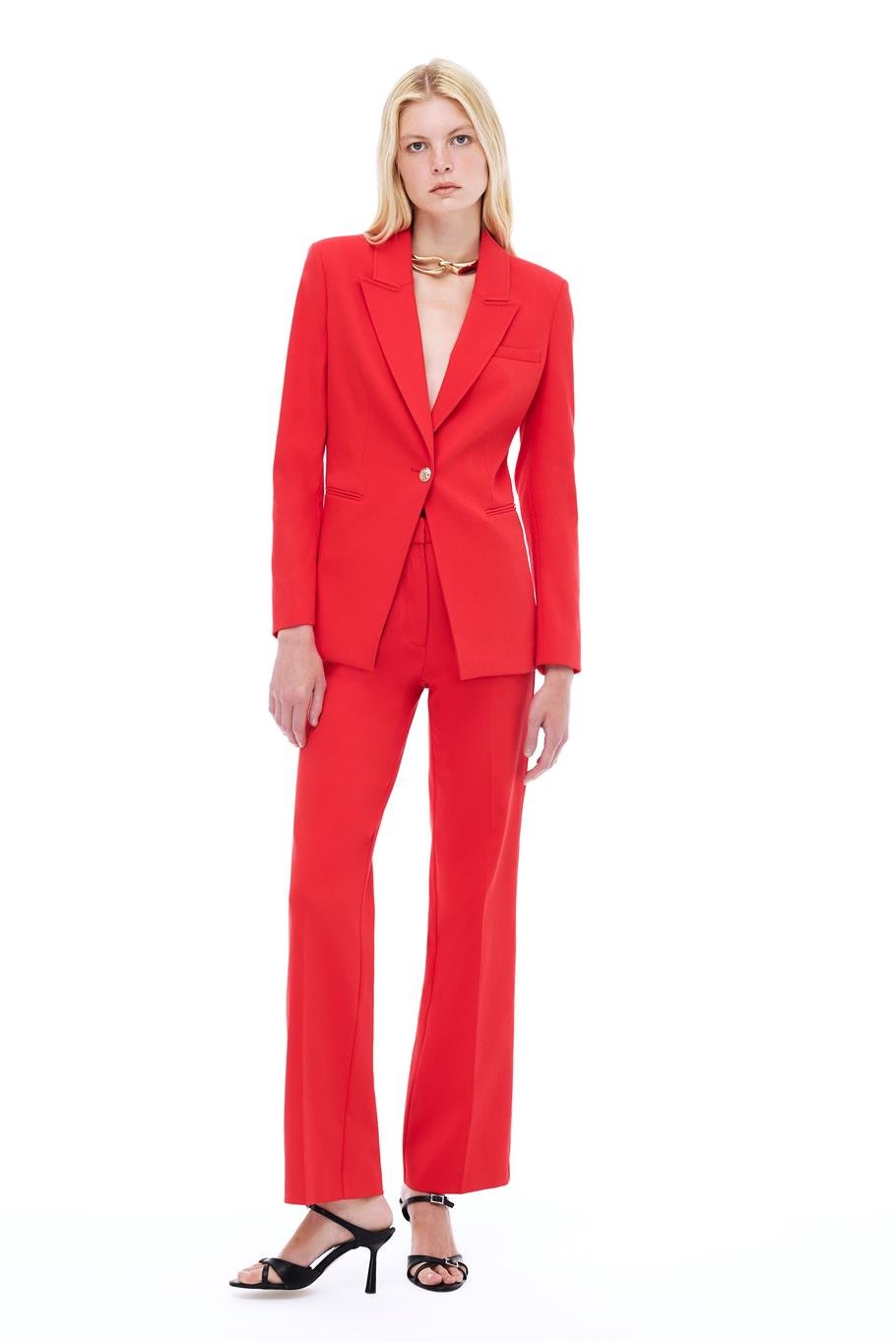 Aleras Regular Fit Uzun Boy Kırmızı Pantolon