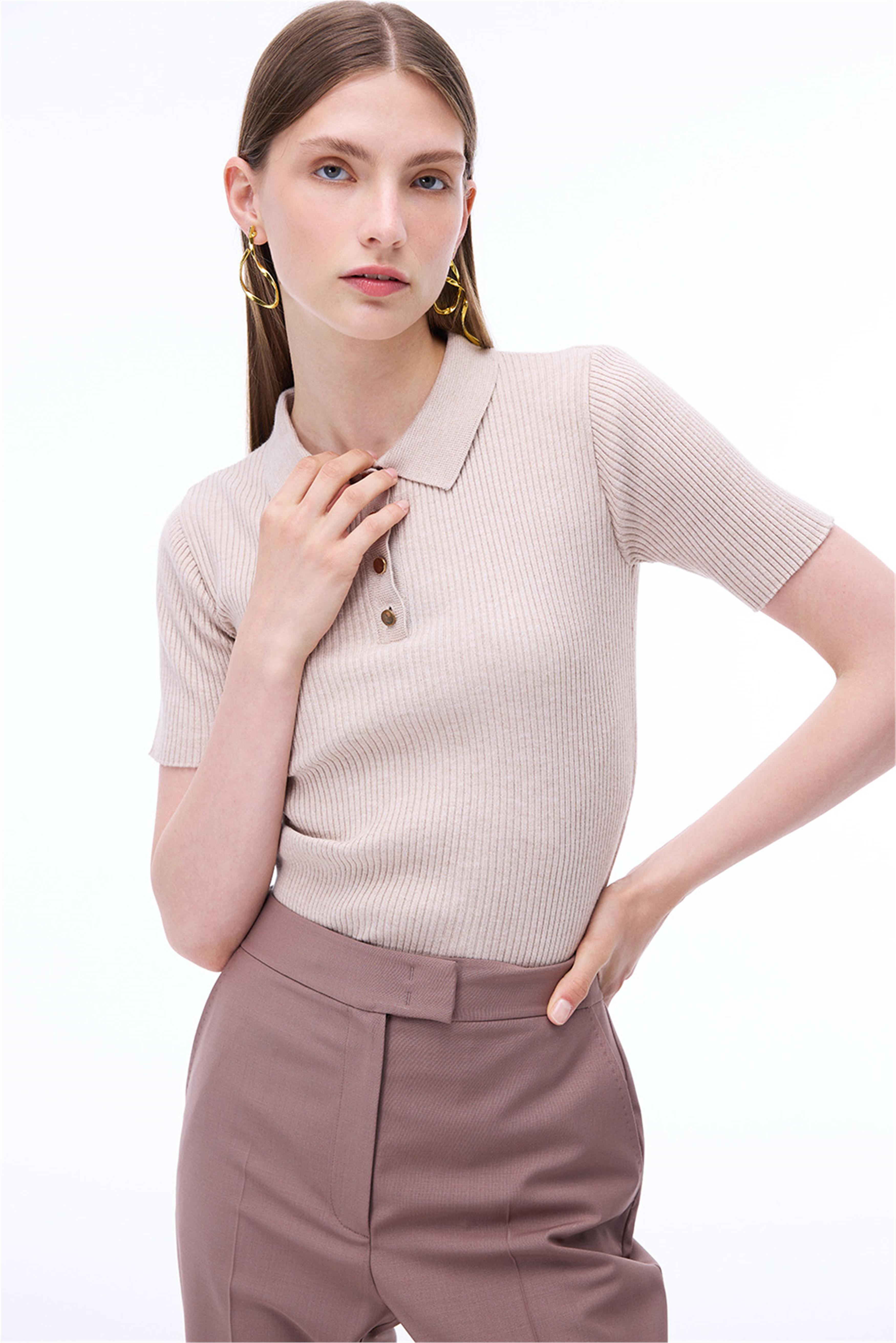 Alfios Regular Fit Bilek Boy Boru Paça Vizon Renk Kadın Pantolon