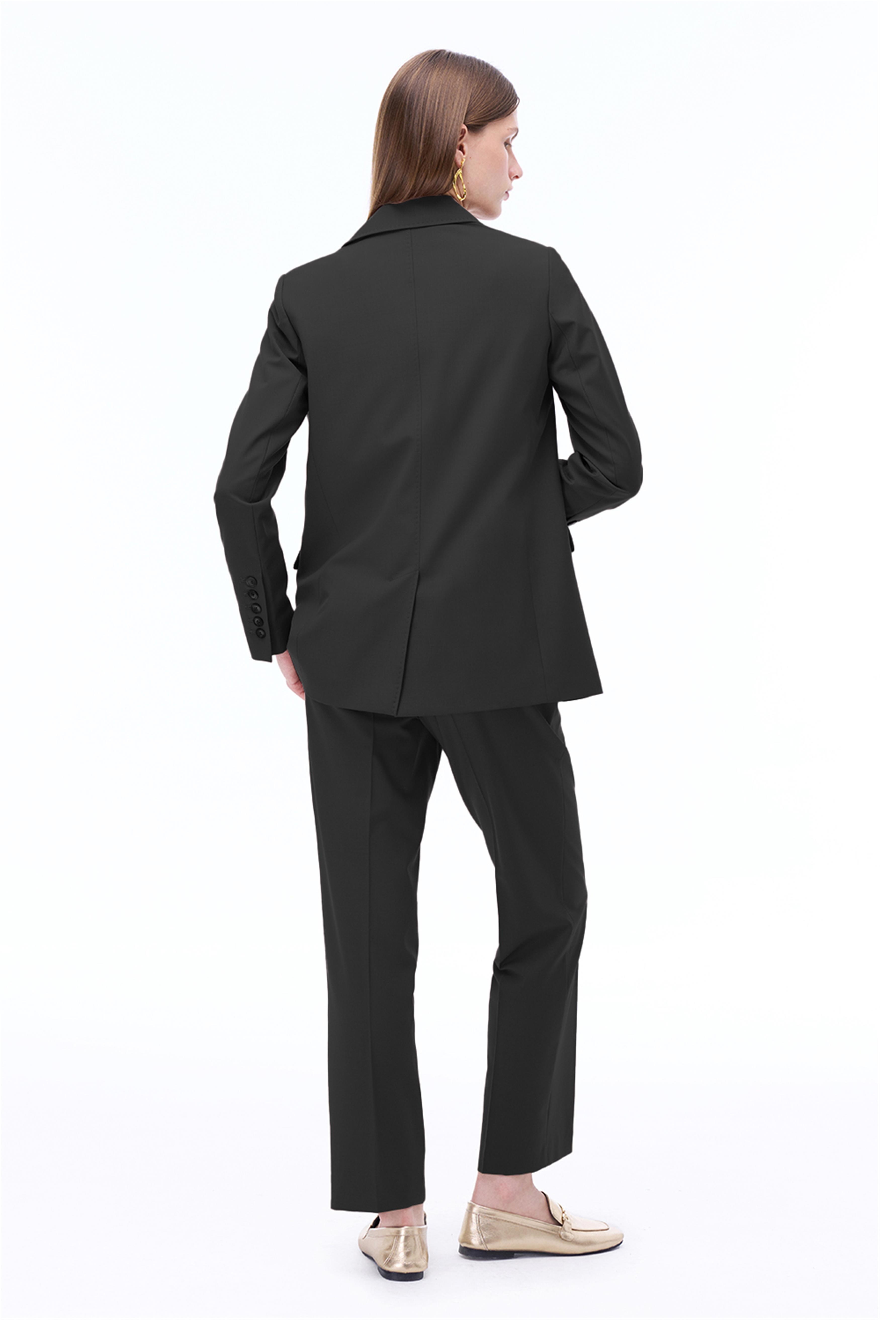 Alfios Regular Fit Standart Boy Takma Kol Ceket Yaka Siyah Ceket