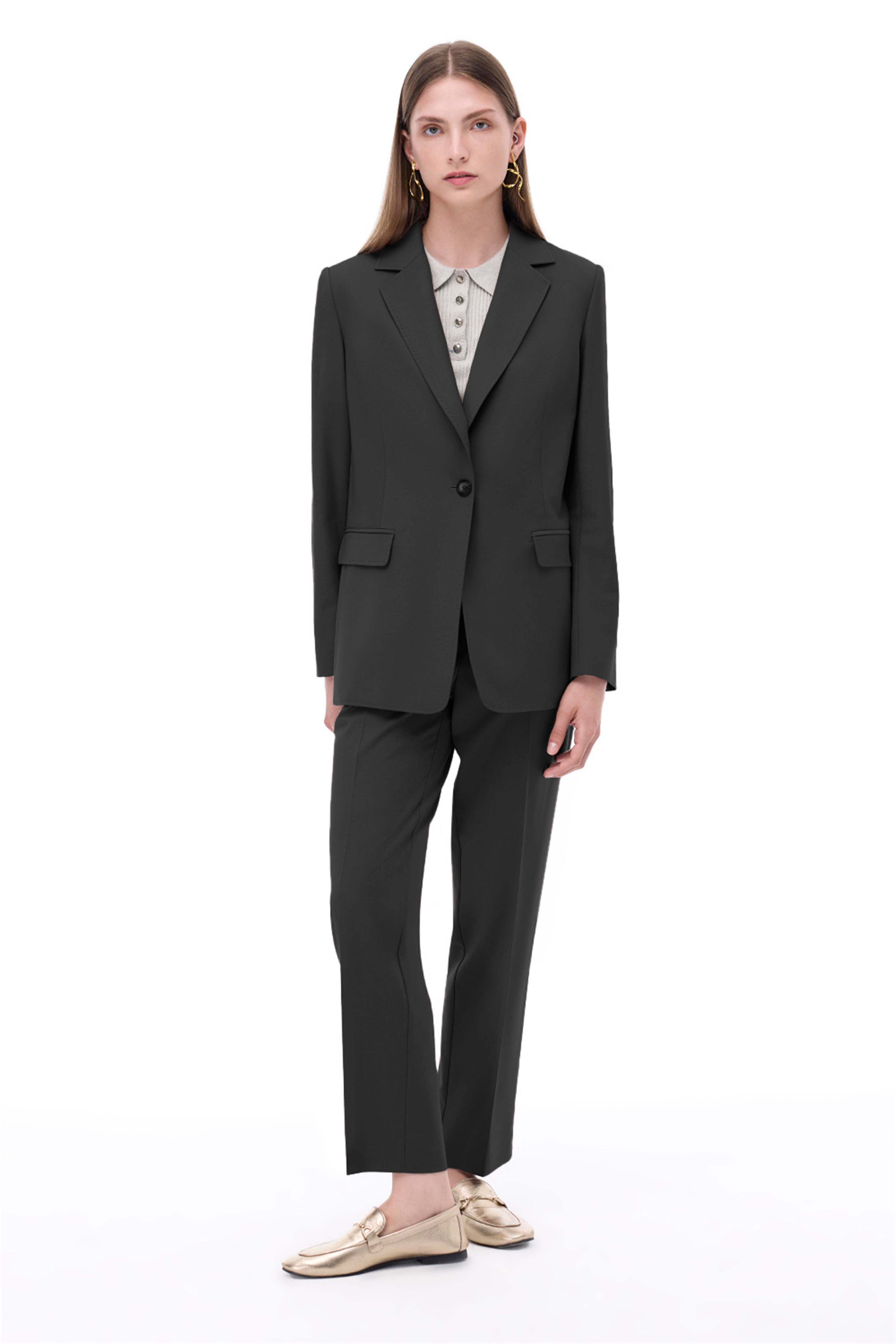 Alfios Regular Fit Standart Boy Takma Kol Ceket Yaka Siyah Ceket