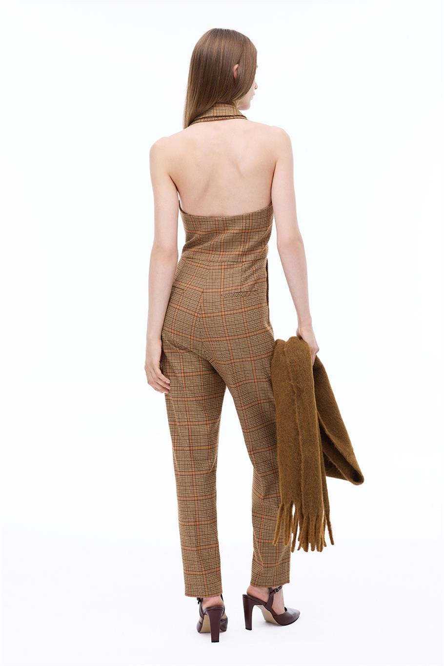 Alyones Regular Fit Ekose Ceket Yaka Çok Renkli Tulum