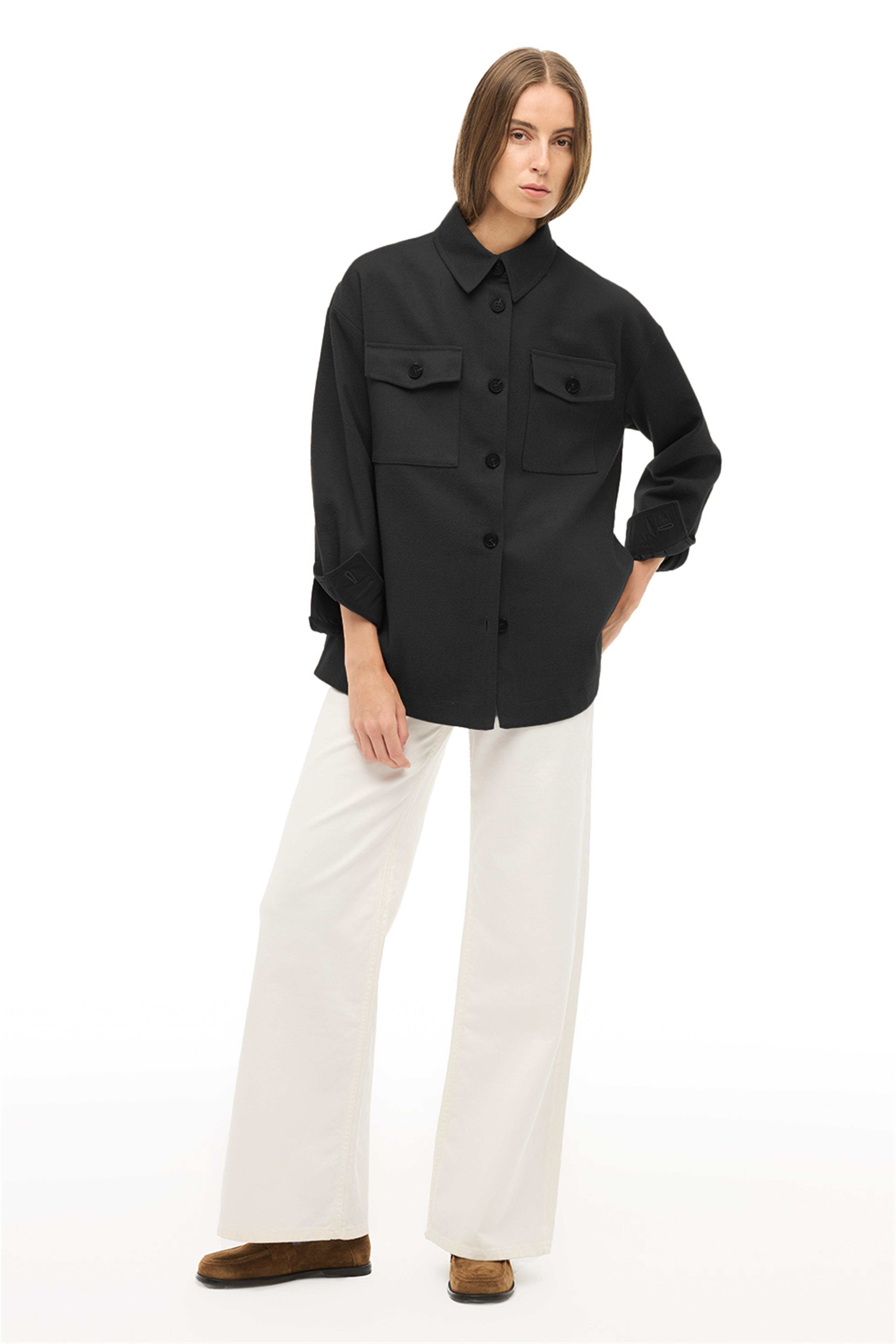 Angels Regular Fit Standart Boy Düşük Kollu Gömlek Yaka Siyah Mont