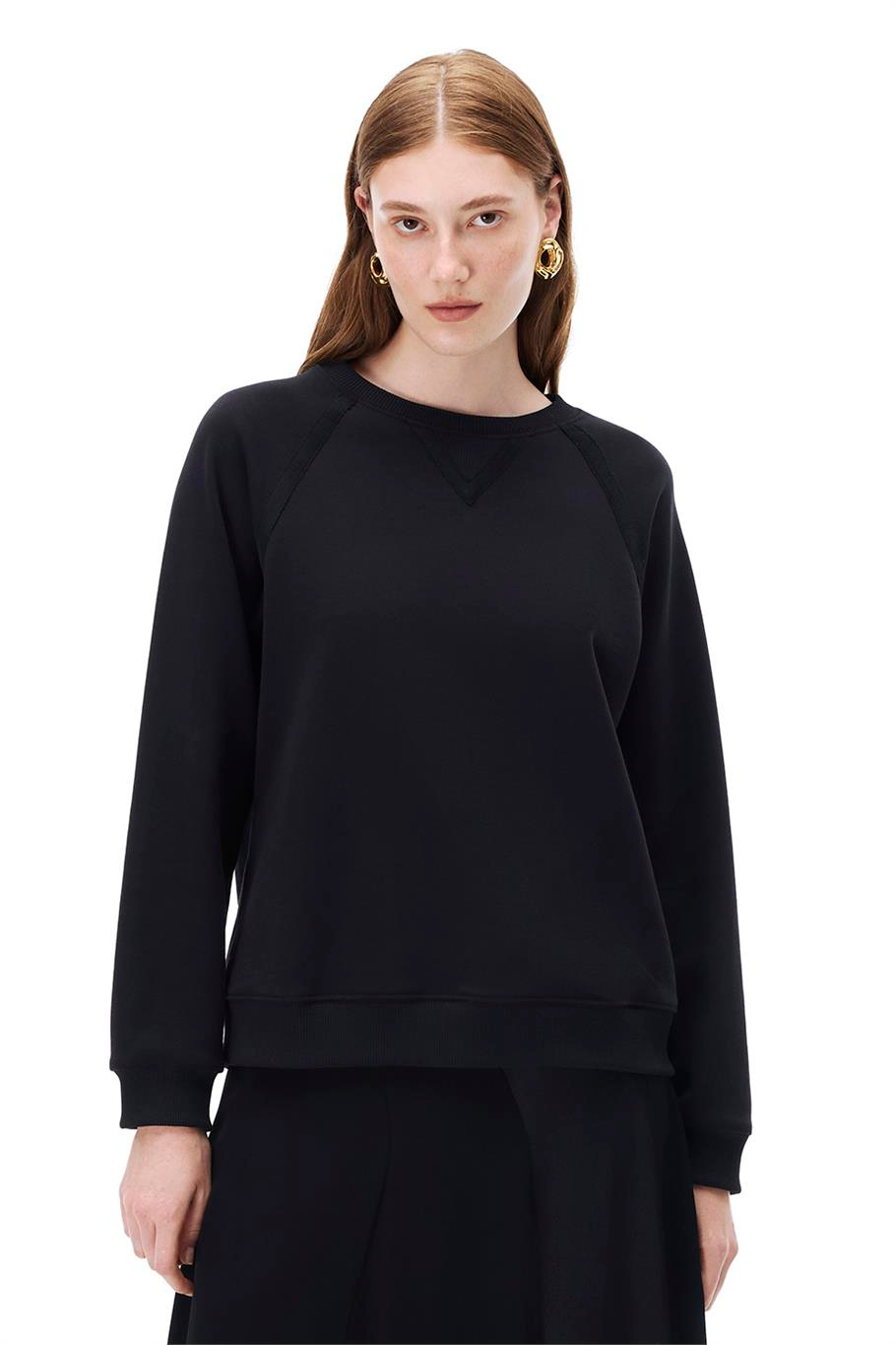 Antors Regular Fit Standart Boy Reglan Kol V-Yaka Siyah Ust